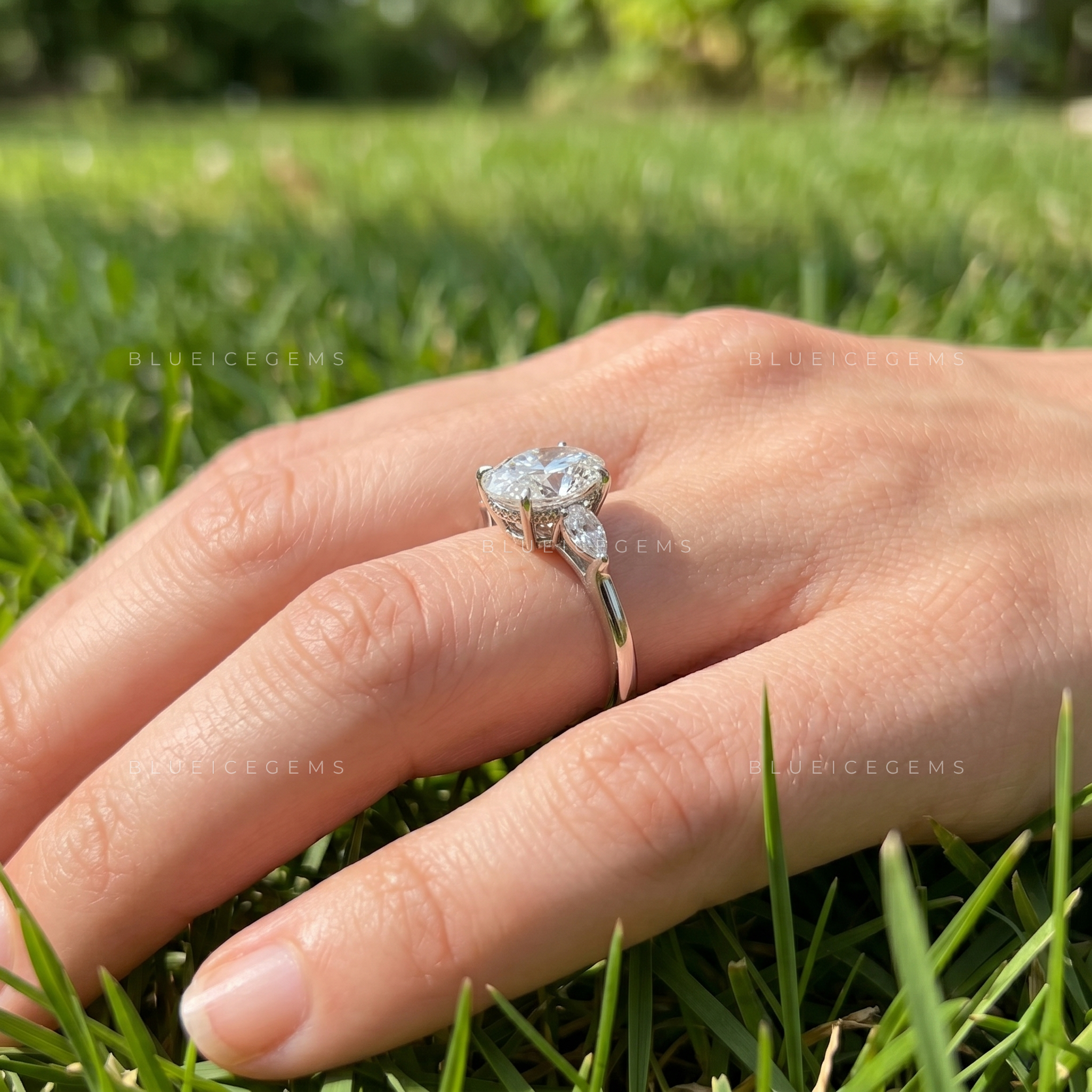 The "Regal Symmetry" Oval & Marquise Trilogy: D-Color Perfection