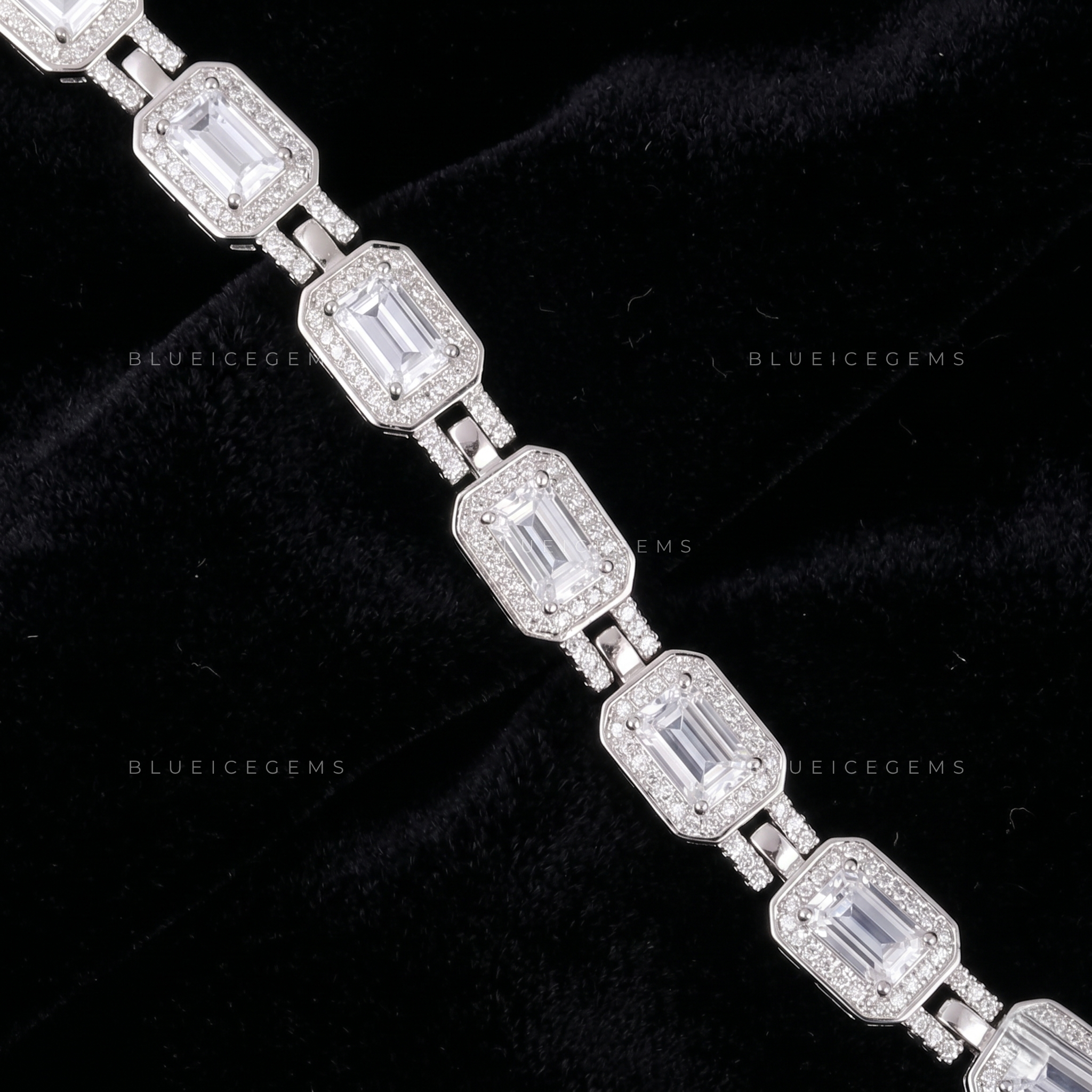 Infinite Halo Emerald-Cut Geometric Fusion Tennis Link