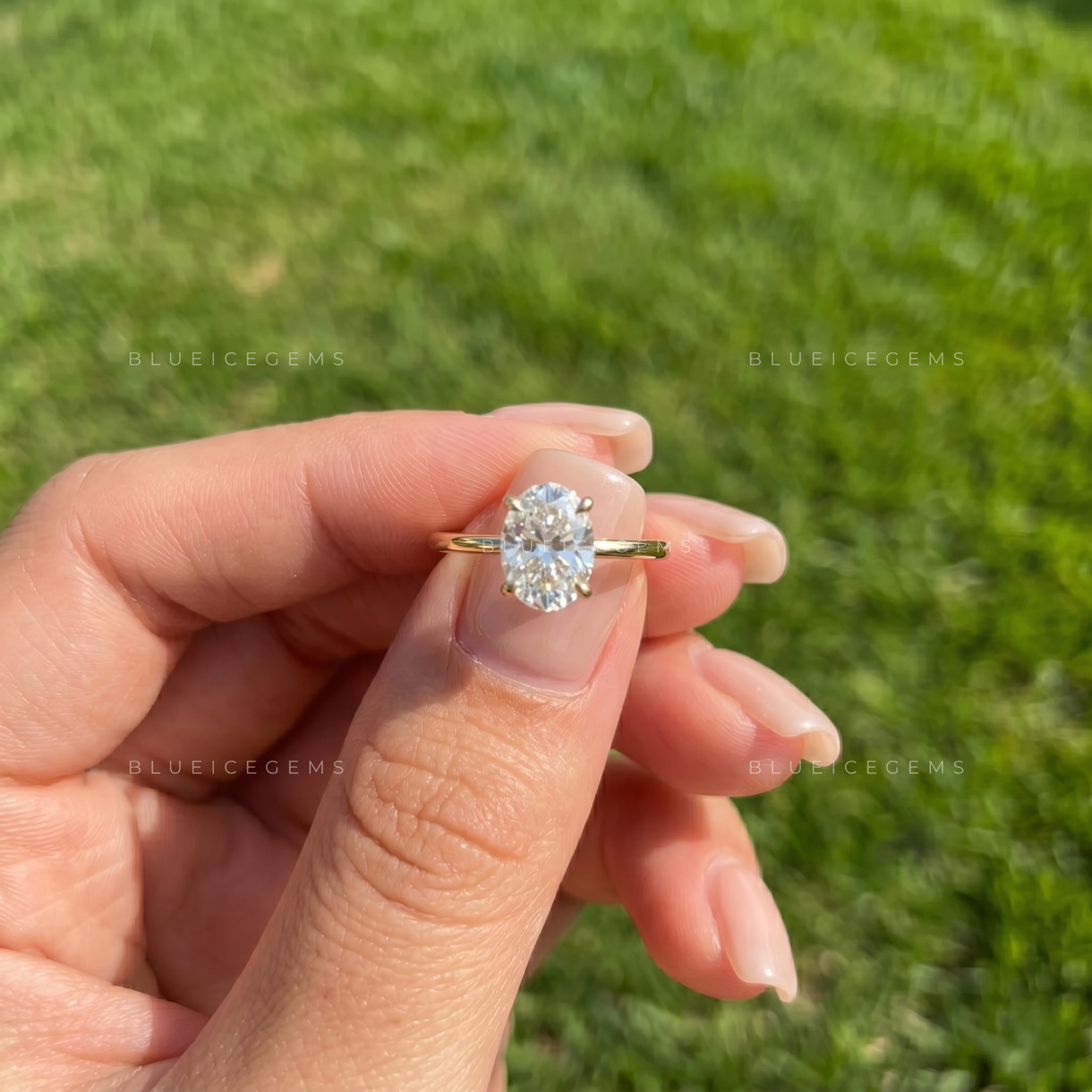 Infinite Whispers Oval Cut Moissanite Thin Band Solitaire Engagement Ring