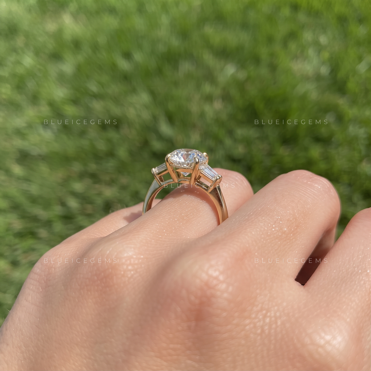 Portofino Three-Stone Portuguese Cut Engagement Ring