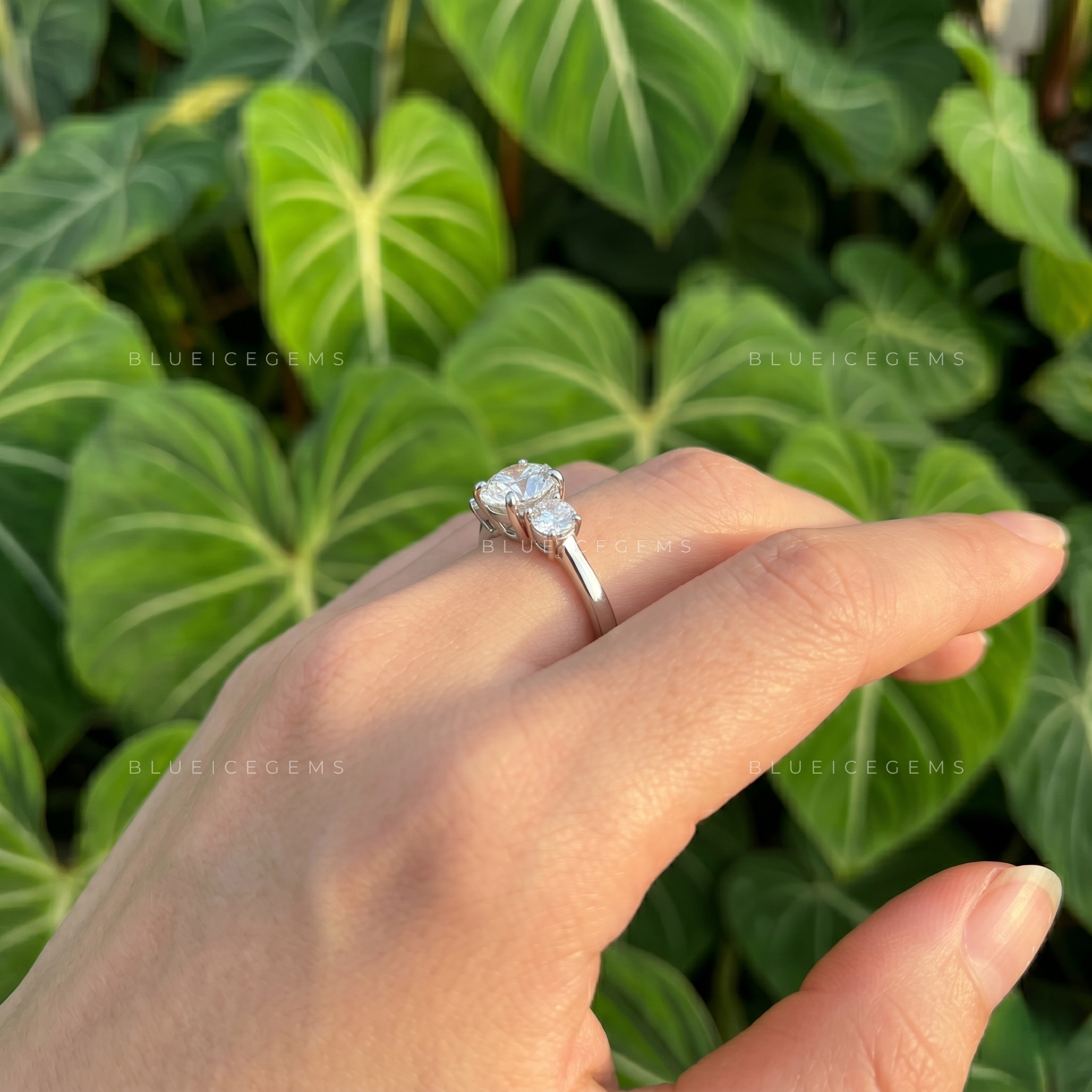 Celestial Splendor Round Brilliant Three Stone Trilogy Engagement Ring
