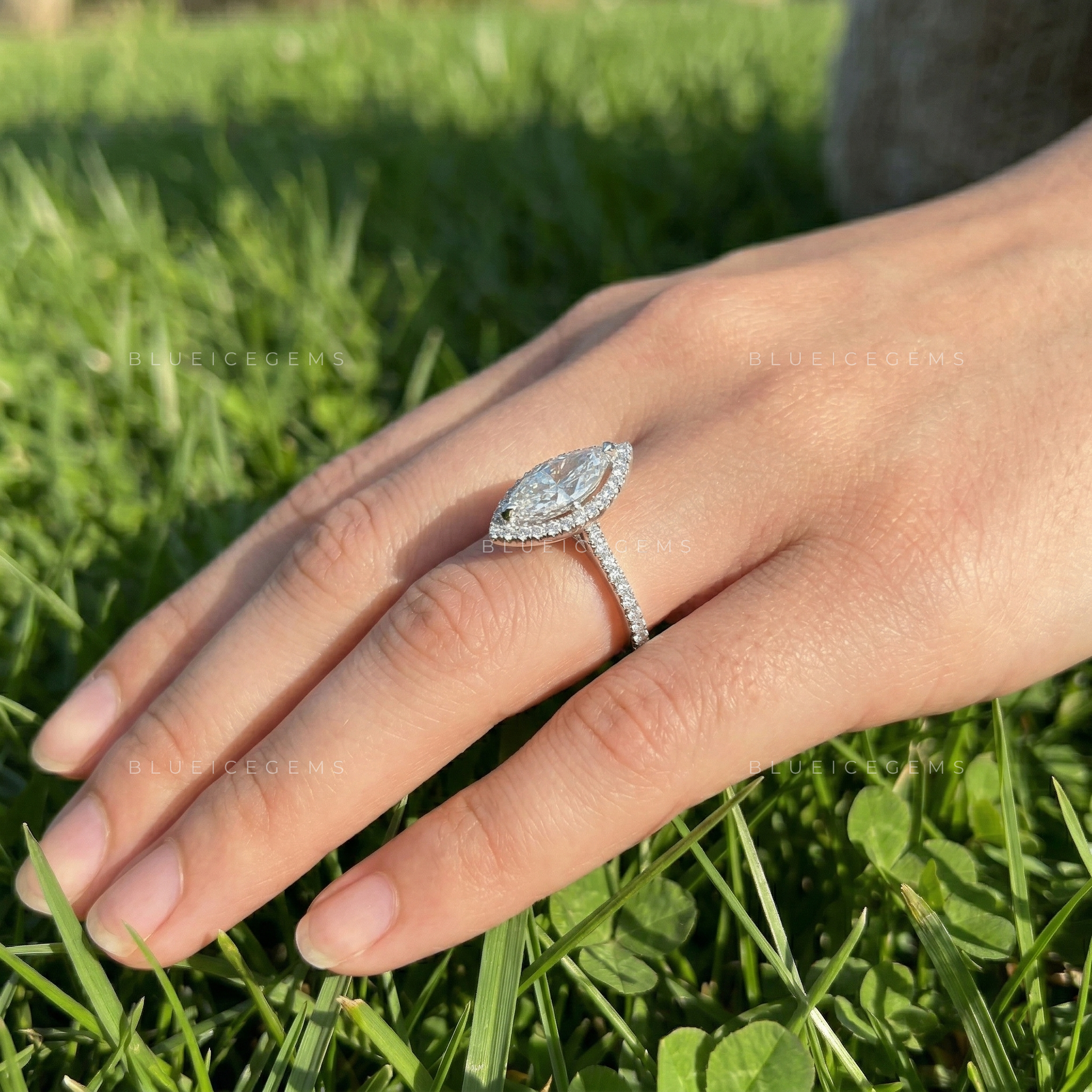 Graceful Splendor Marquise Cut Pavé Engagement Ring