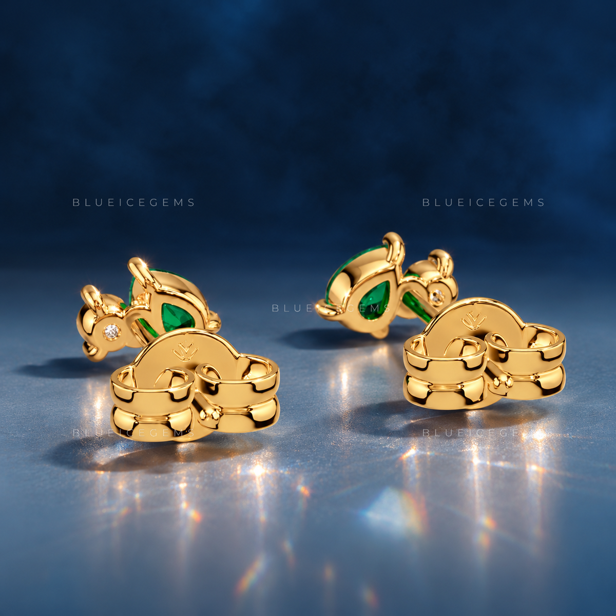Toi et Moi Emerald and Diamond Stud Earrings
