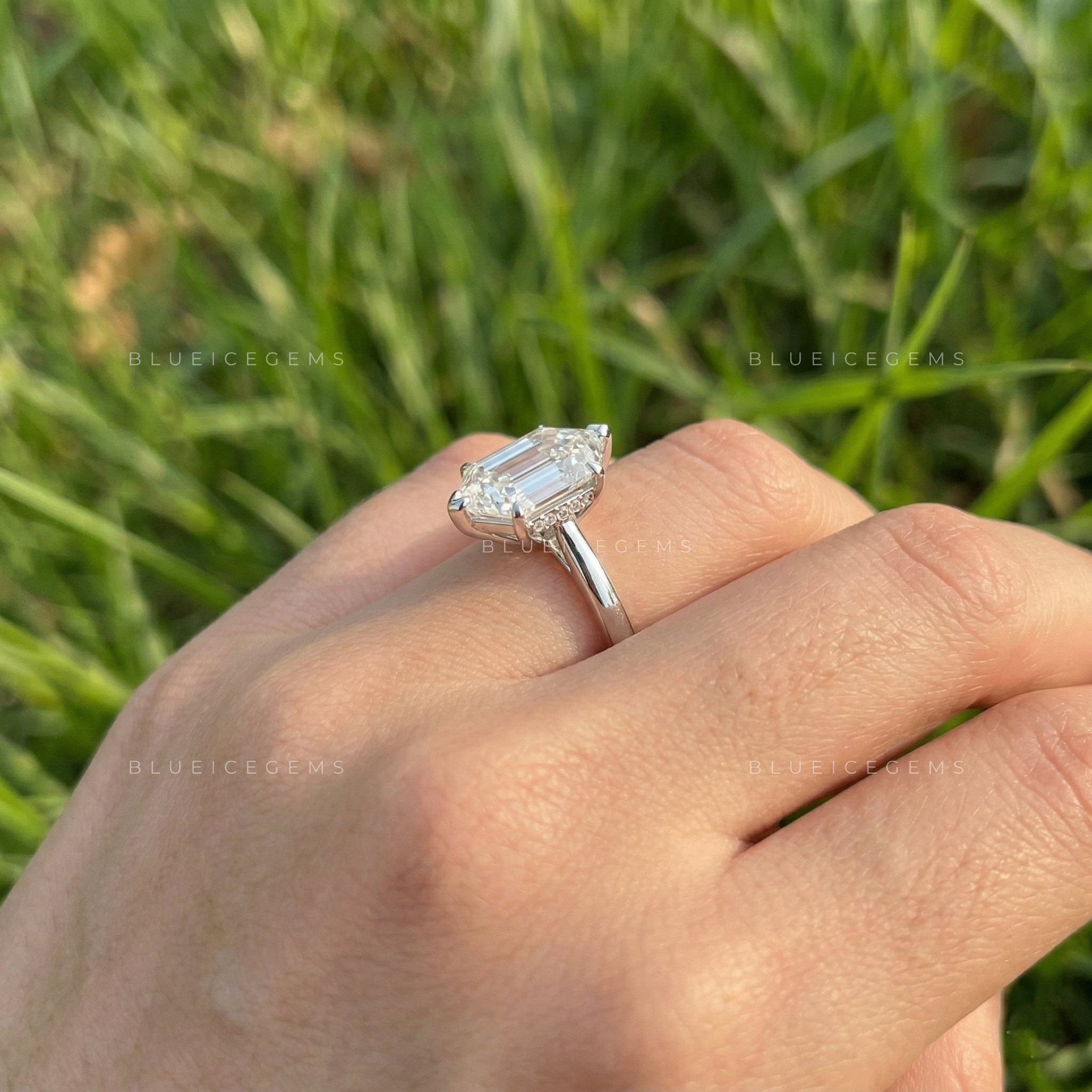 Architectural Allure Elongated Hexagon Step Cut Solitaire Ring