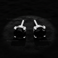 The Noir Radiance: Round Black Diamond Stud Earrings