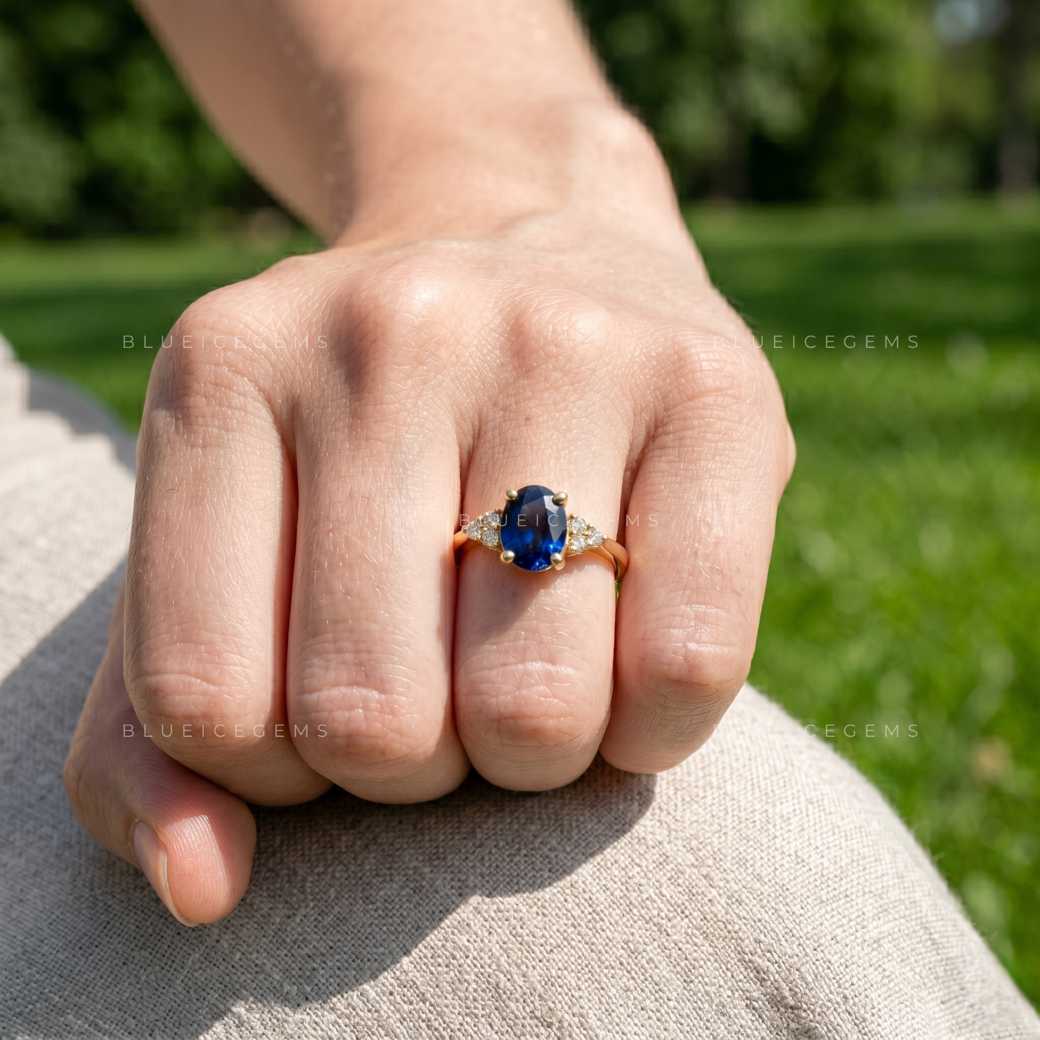 Royal Allure Oval Cut Sapphire Blue Classic Accent Ring