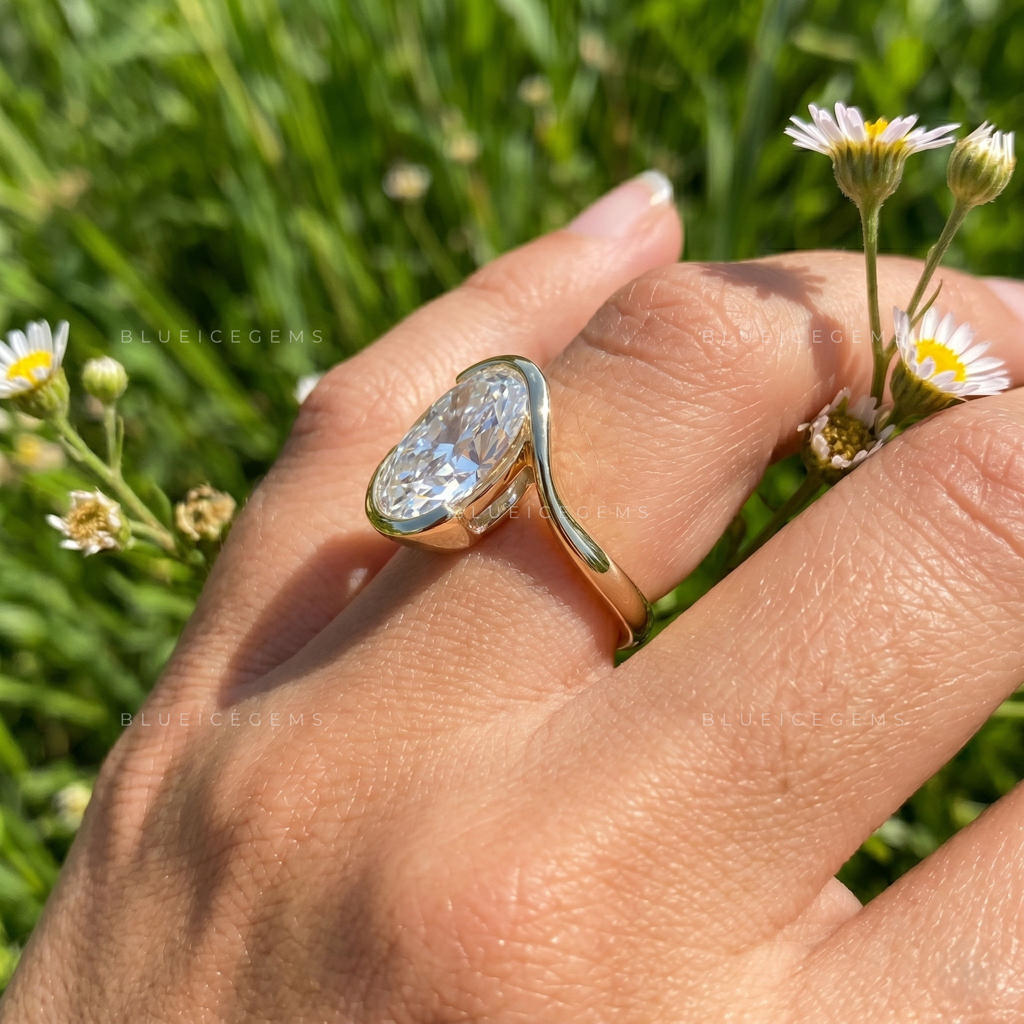 Infinite Grace Oval Cut Swirl Band Solitaire Engagement Ring