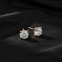 The Rose Glow: Classic Round Diamond Stud Earrings