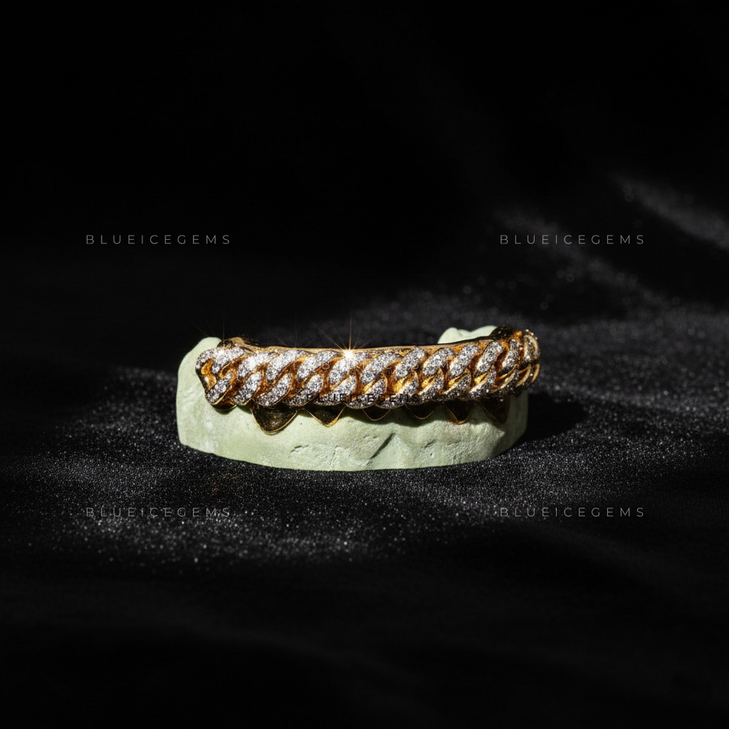 Iced-Out Cuban Link Bridge Grillz