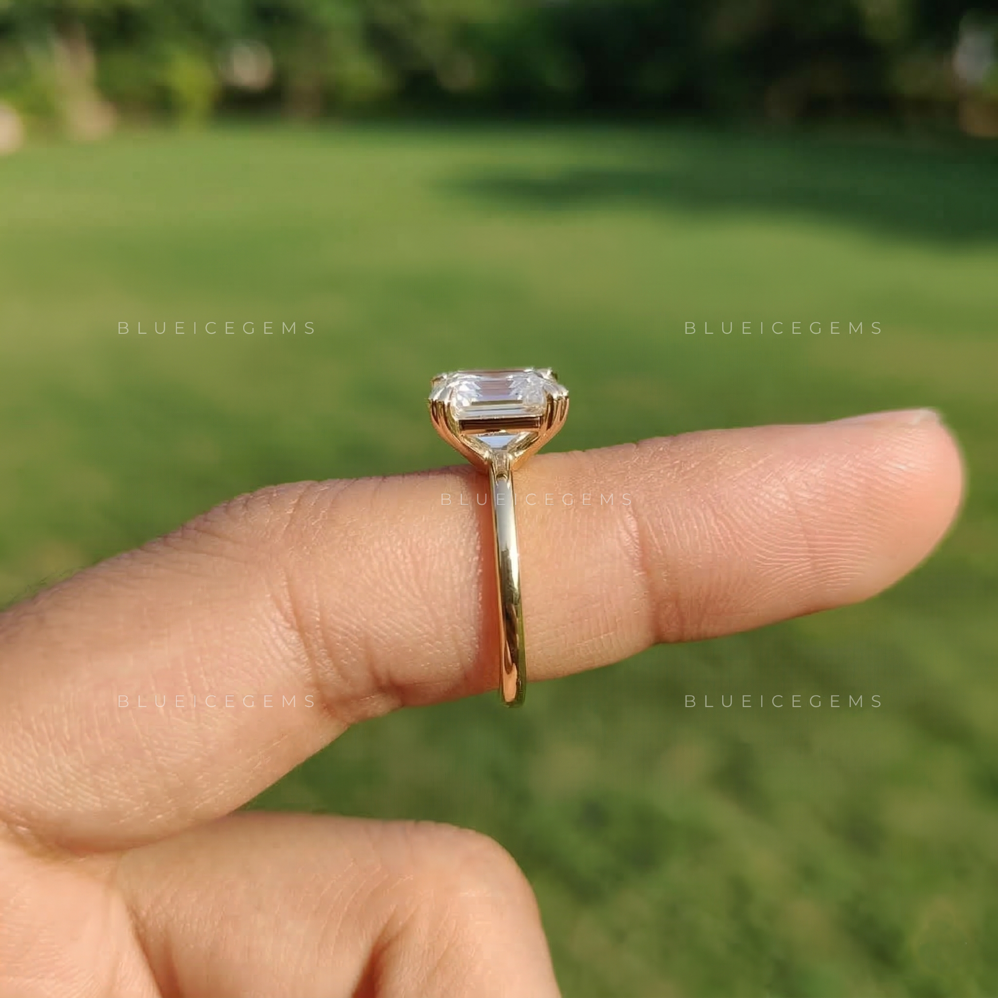 Art Deco Inspired Asscher Cut Solitaire Ring