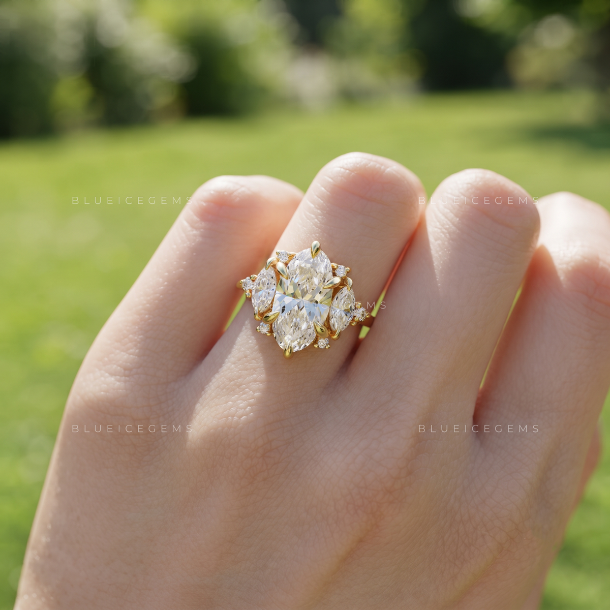 Celestine Sculpted Moval Cut Engagement Ring