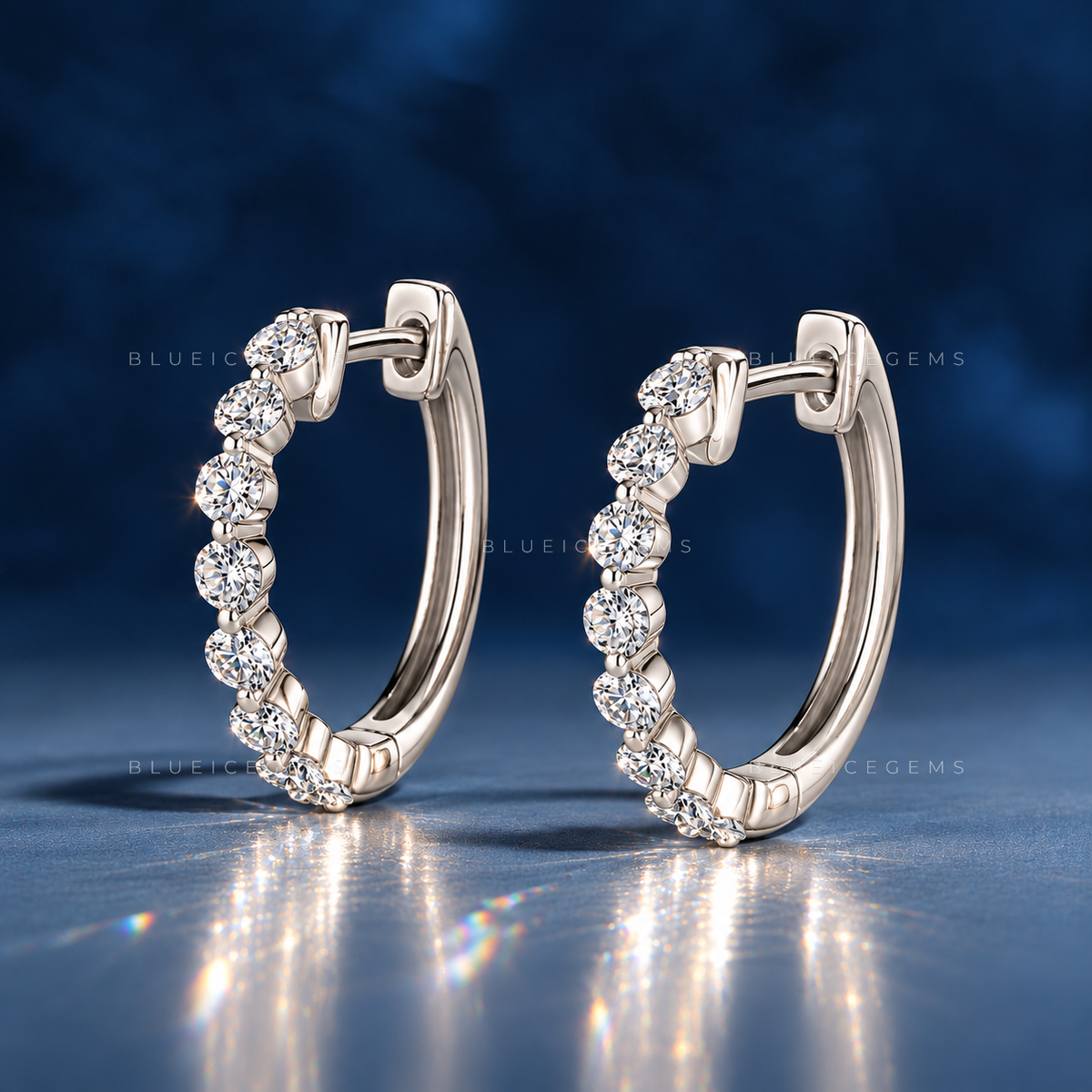 Classic Round Shared-Prong Hoop Earrings