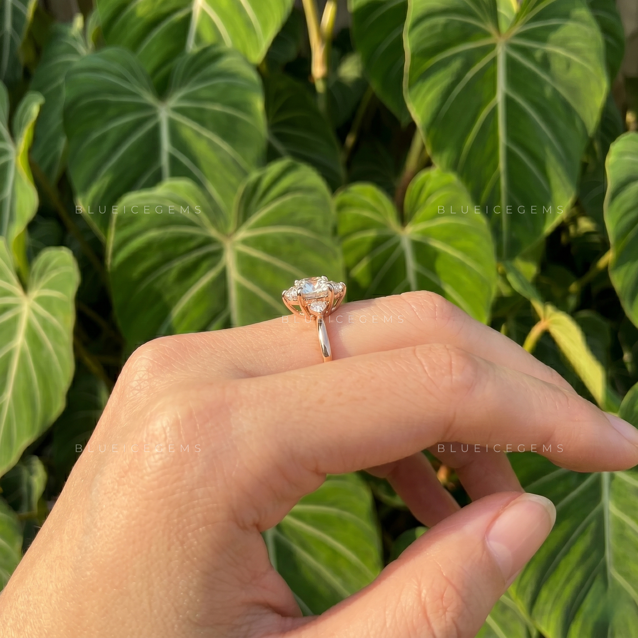 Luminous Harmony Oval Cut Three Stone Engagement Ring