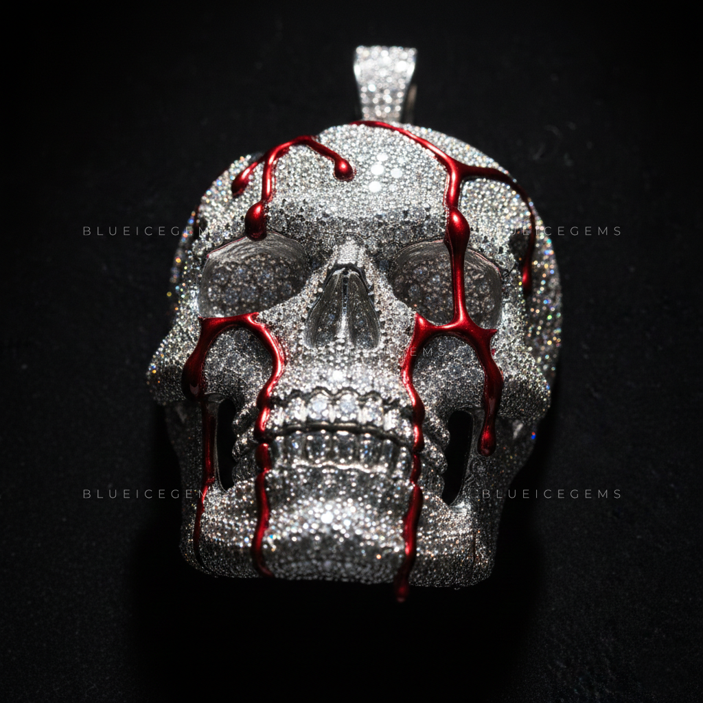 The "Bleeding Skull" Sovereign: Full-Frost Cranium & Crimson Gore Enamel
