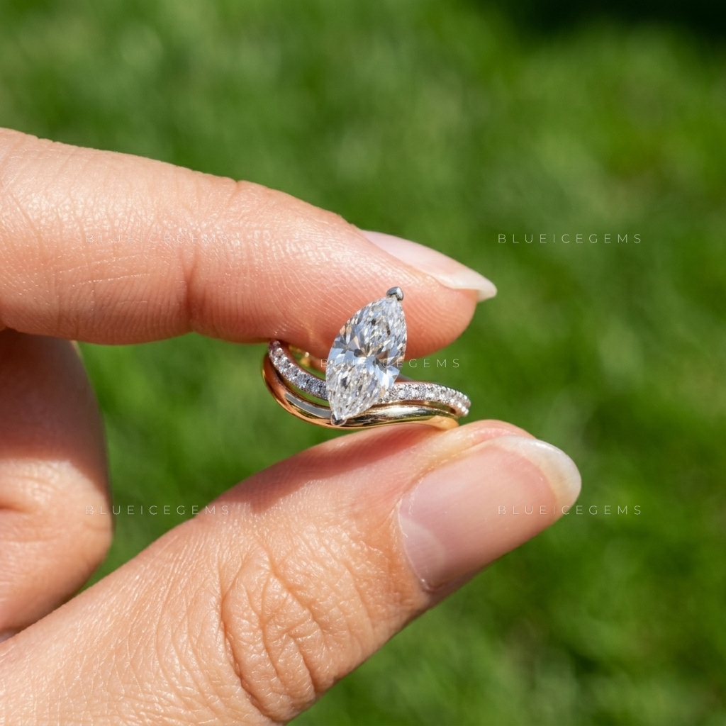 Serena Marquise Cut Certified Brilliant Accent Engagement Ring