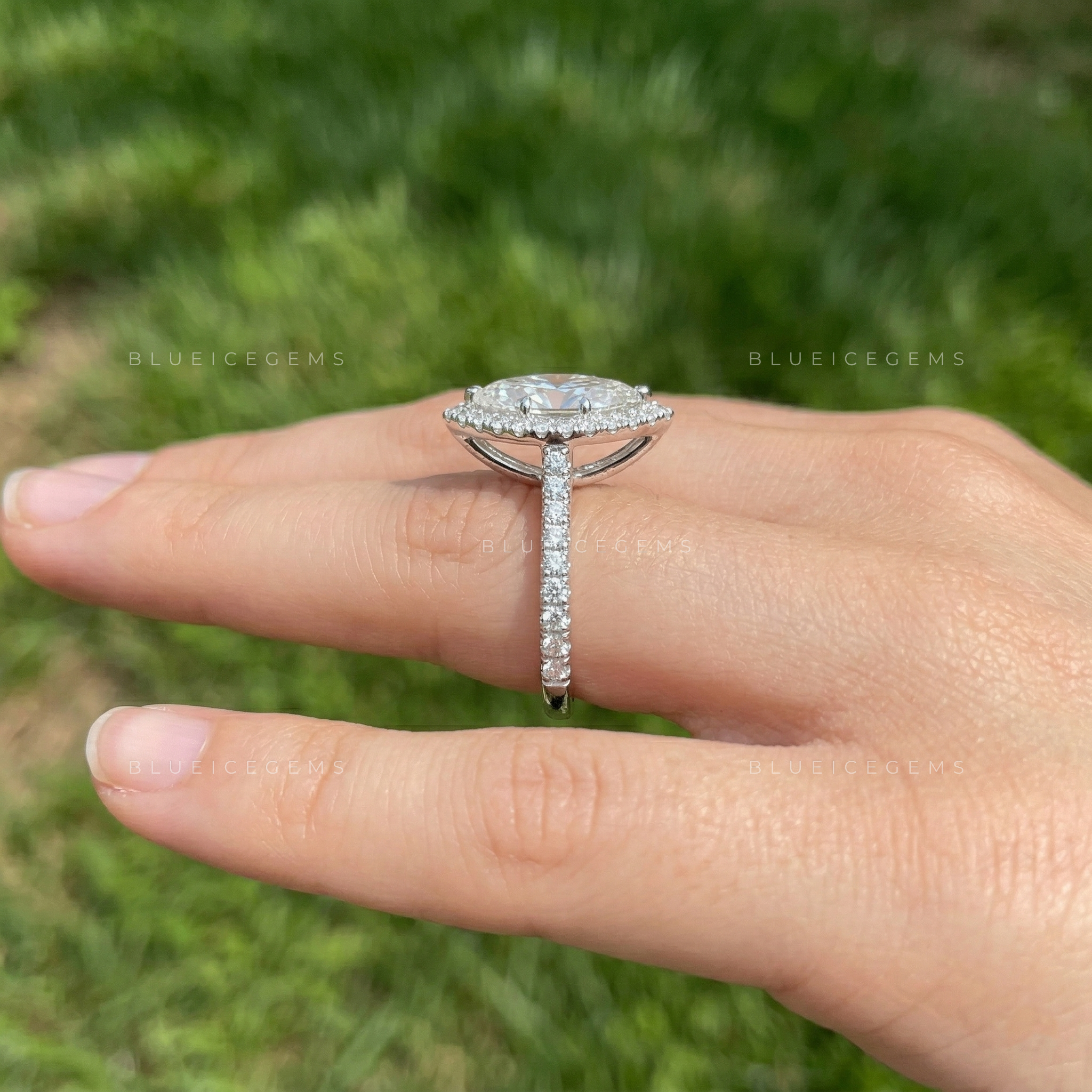 Regal Silhouette Marquise Cut Pavé Engagement Ring