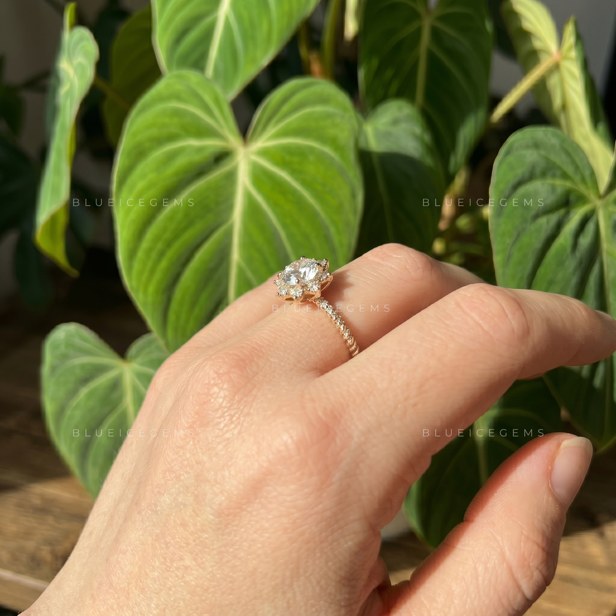 Floral Nostalgia Vintage Round Cut Floral Halo Engagement Ring