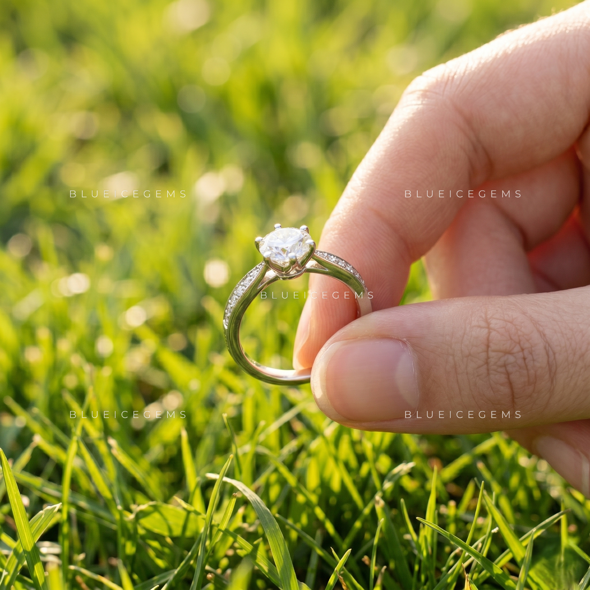 Infinite Sparkle Pavé Accent Round Engagement Ring