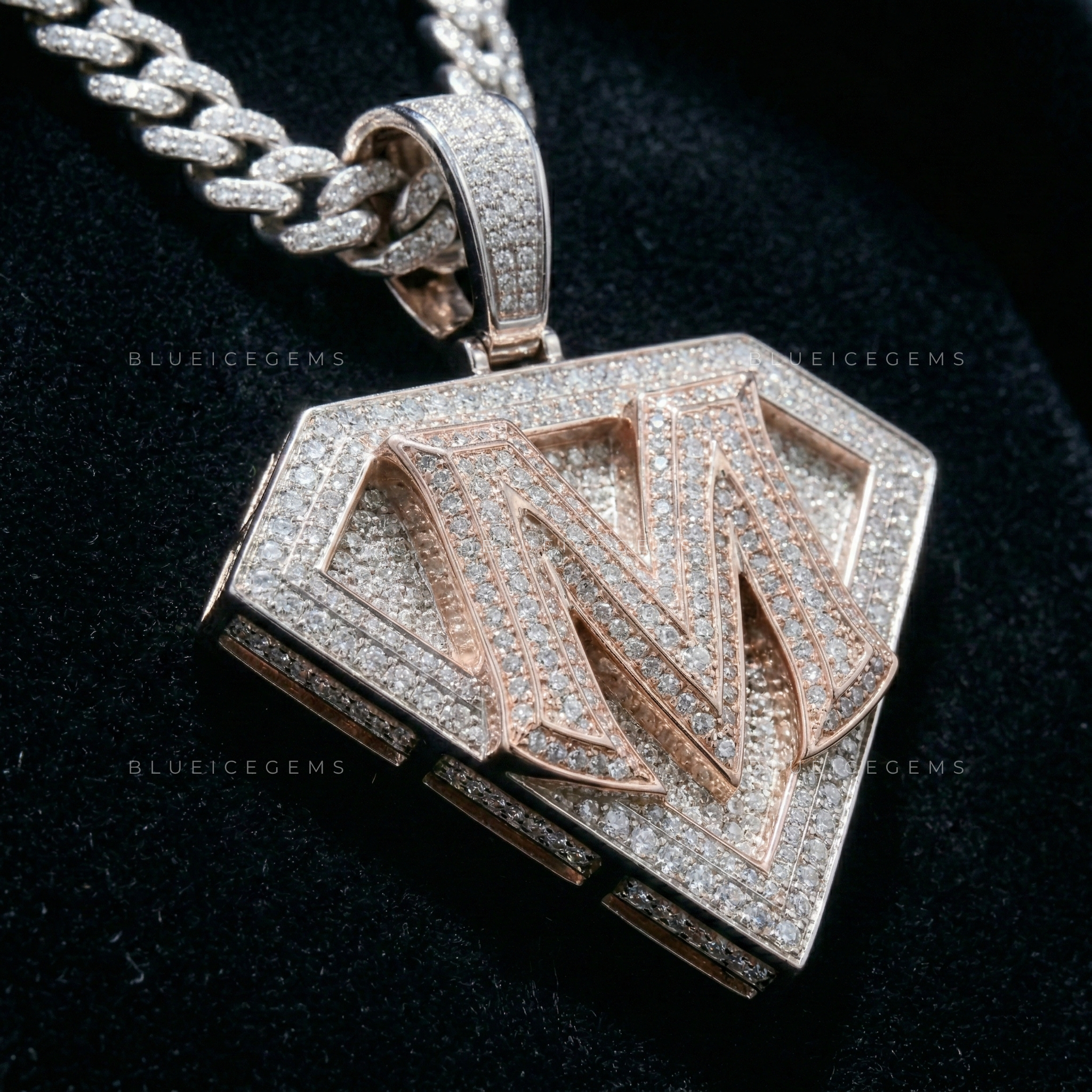 The "M" Crest Sovereign: Diamond-Shield Silhouette & Two-Tone Industrial Pendant