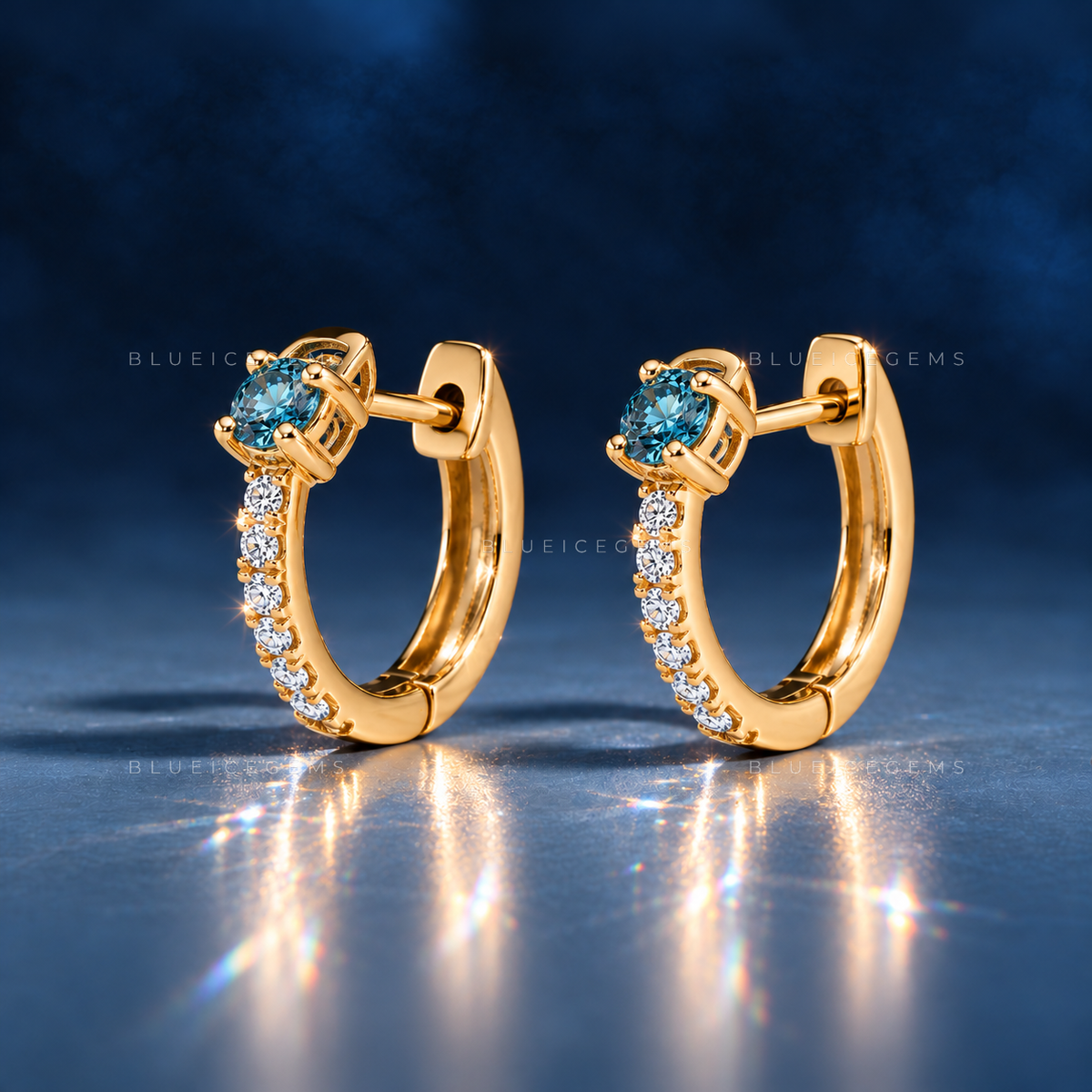 Malibu Blue Pavé Huggie Earrings