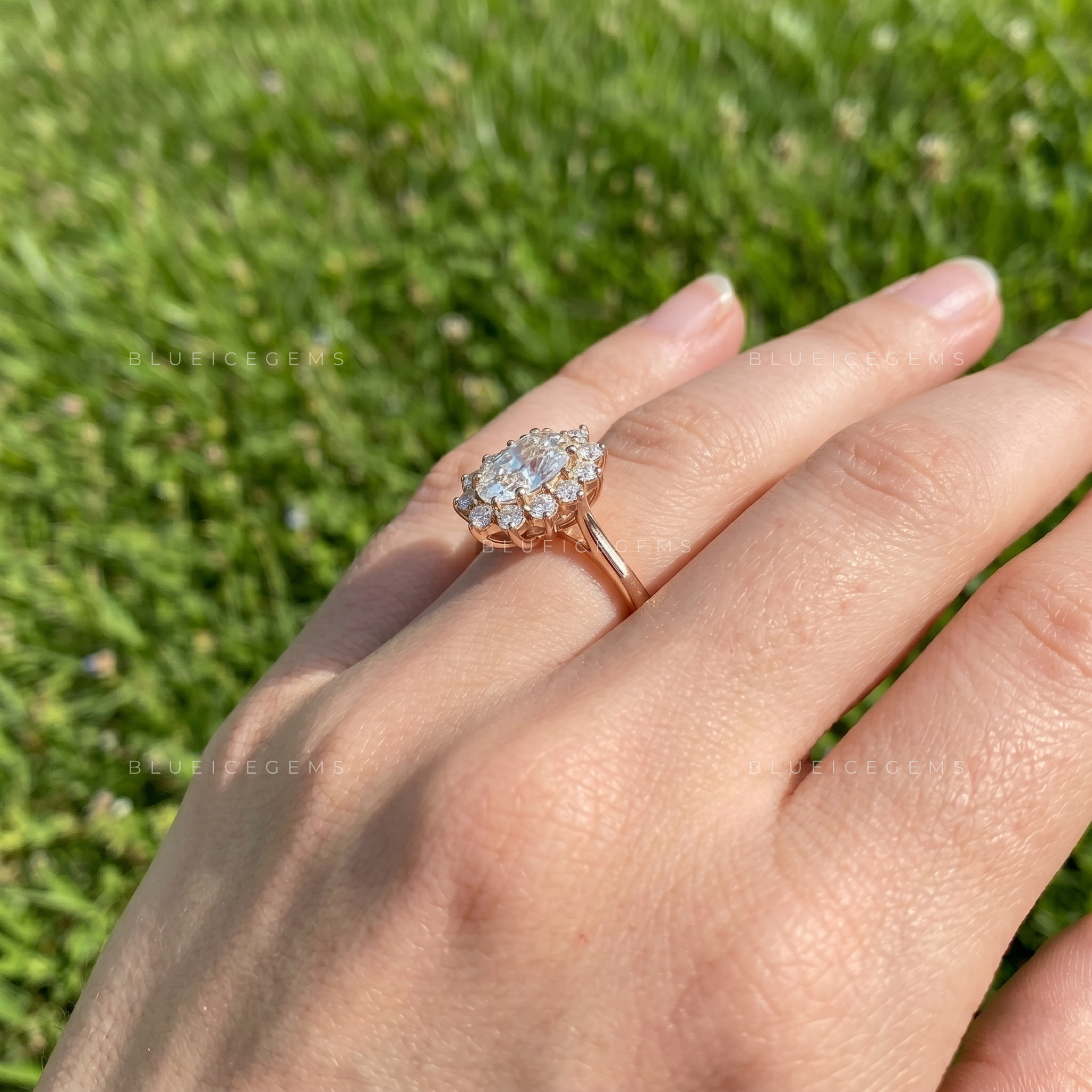 Lunara Oval Cut Brilliant Pavé Accent Solitaire Engagement Ring