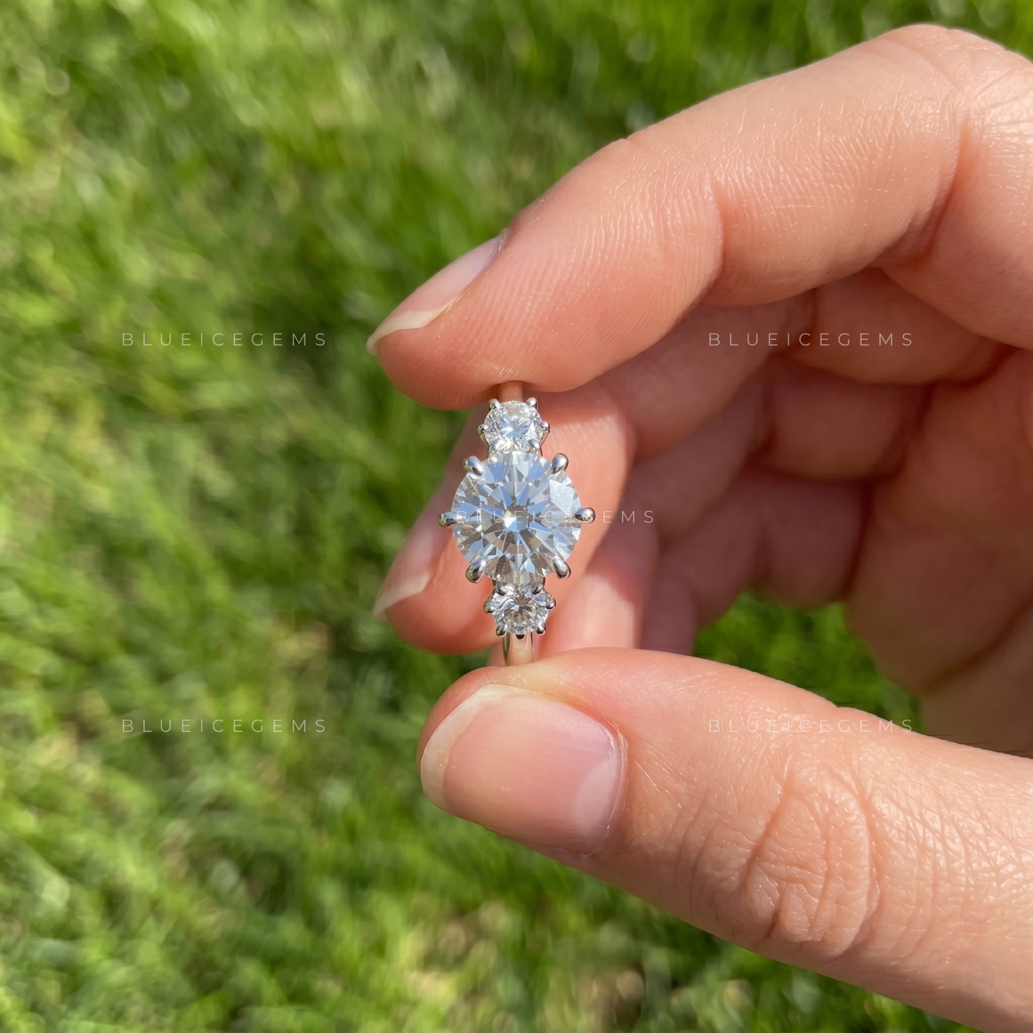Classic Splendor Round Cut Three Stone Engagement Ring