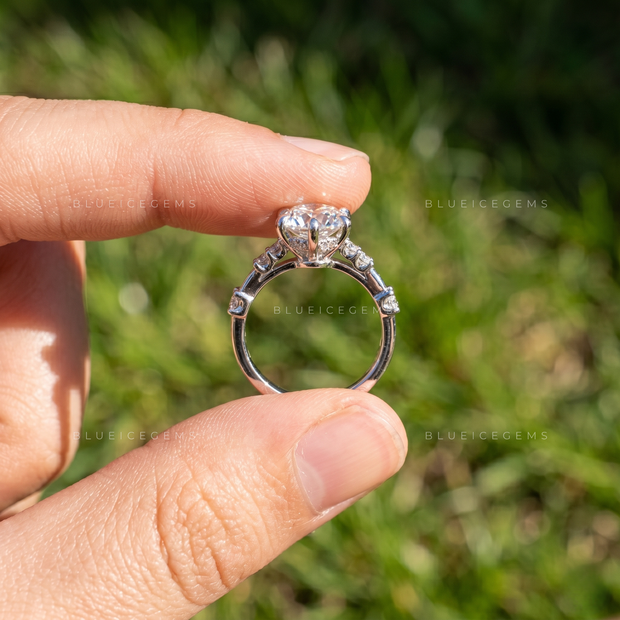 Vintage Enchantment Round Cut Pavé Accent Classic Engagement Ring