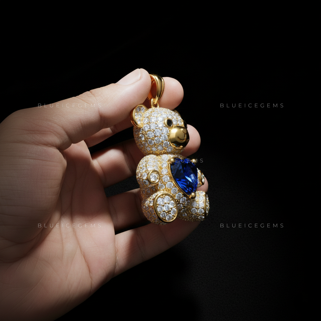 The Arctic Monarch: Cobalt Heart & Diamond Frost Teddy Sovereign