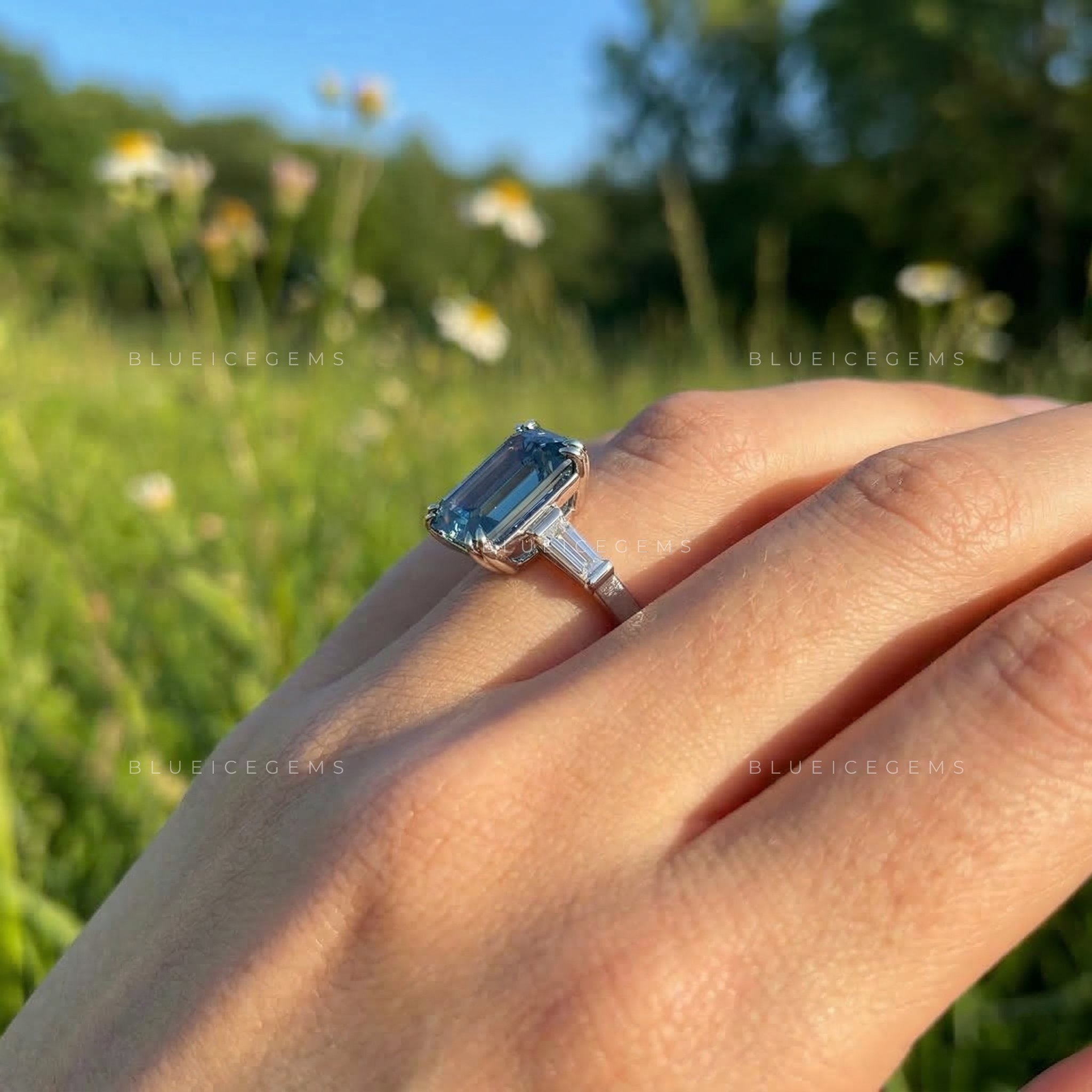 Midnight Majesty Emerald Cut Art Deco Ring