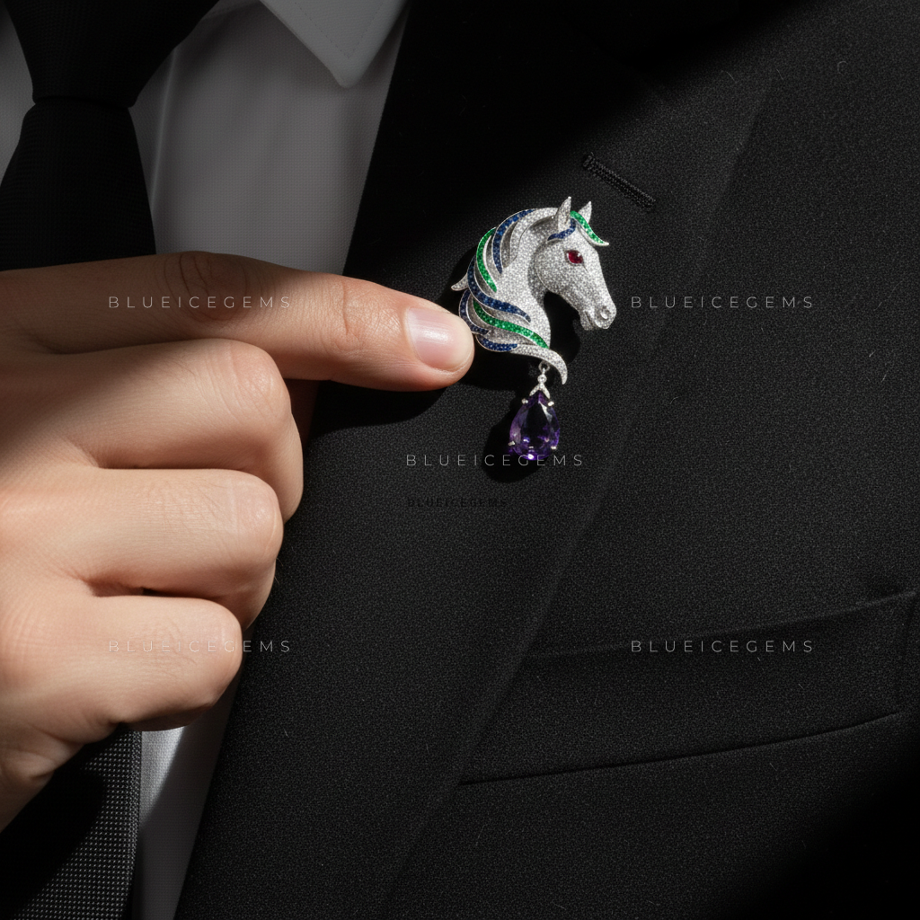 Majestic Equine Moissanite & Lab Grown Diamond Brooch