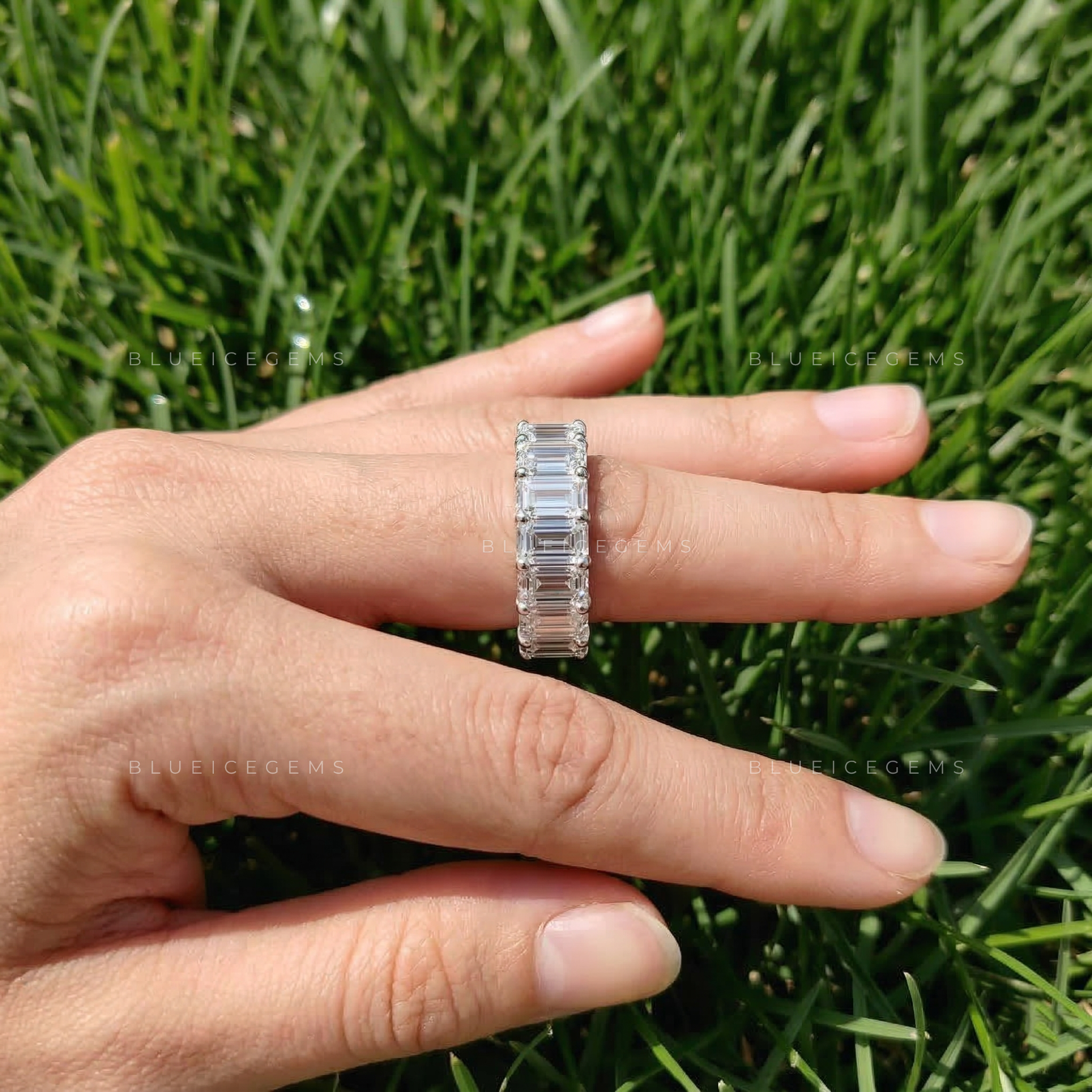 Infinite Radiance Emerald Cut Eternity Band