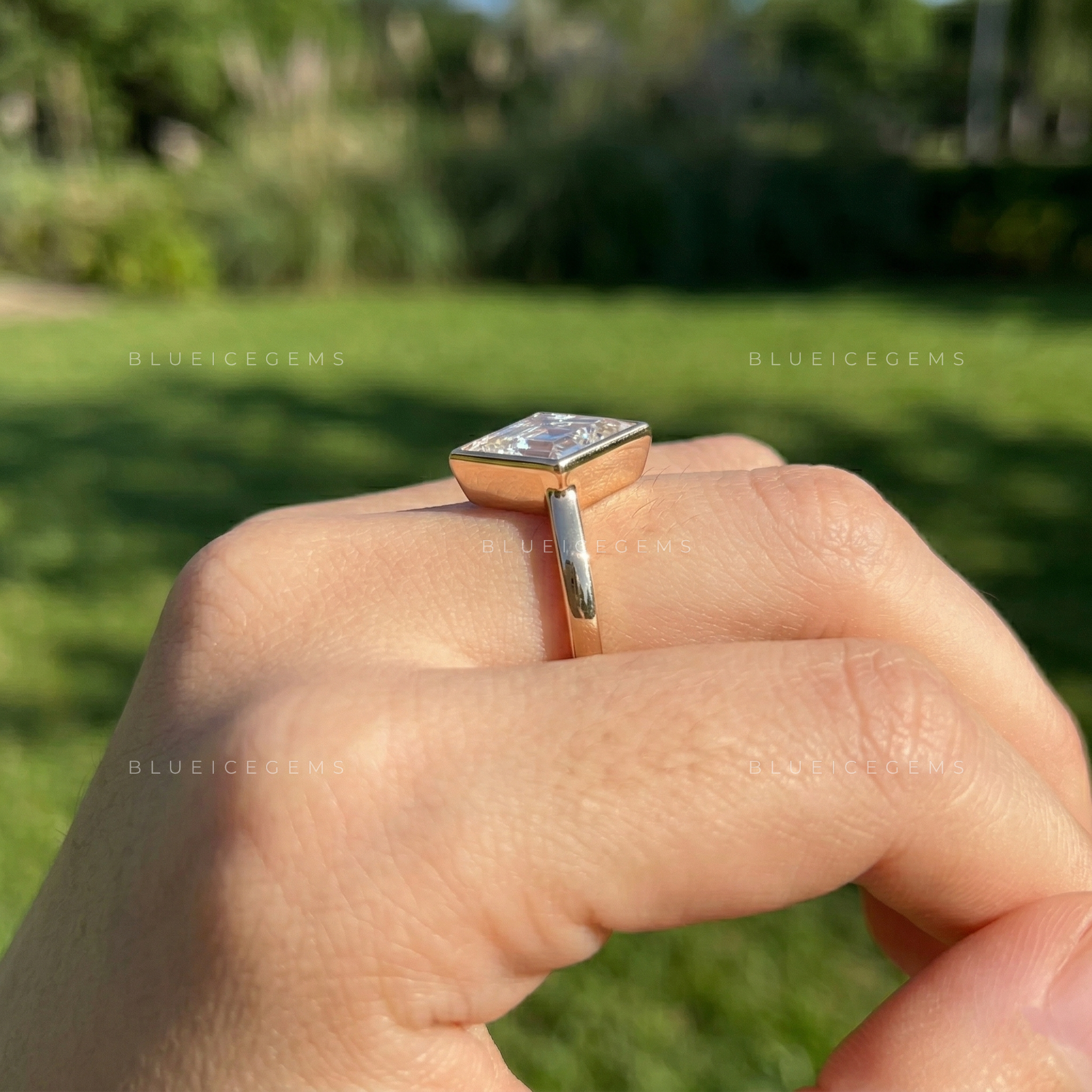 Geometric Elegance Lozenge Cut Solitaire Engagement Ring