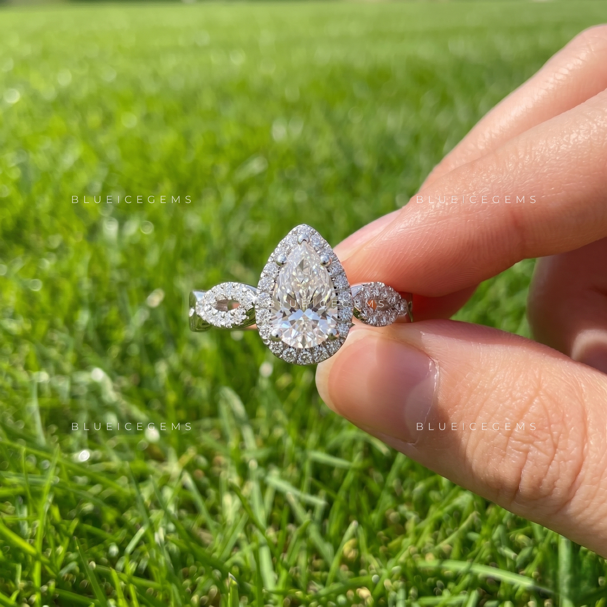 Serenade Pear Cut Accent Engagement Ring
