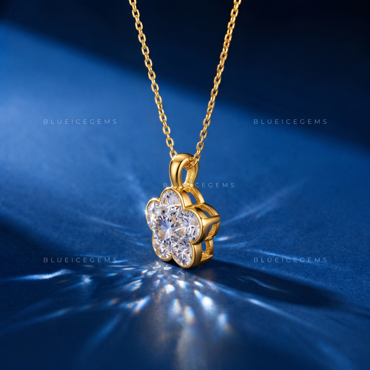 Flower Shape Bezel Set Diamond Pendant