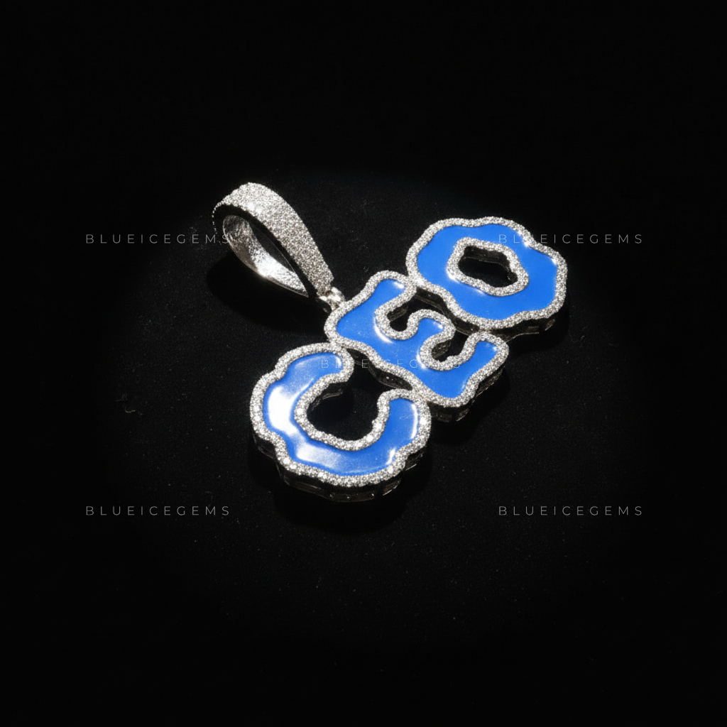 The "CEO" Azure Sovereign: Electric Blue Enamel & Diamond Cloud-Cut Pendant