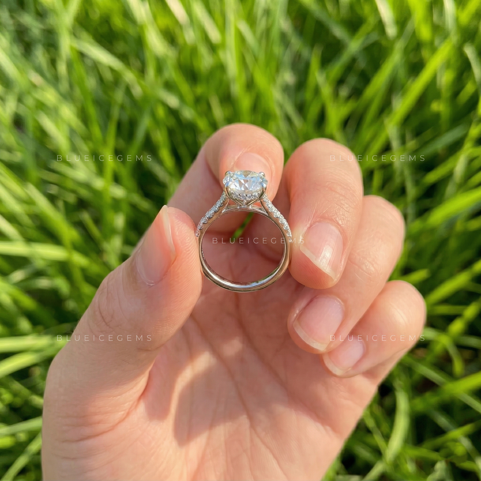 Timeless Radiance Round Cut Pavé Engagement Ring