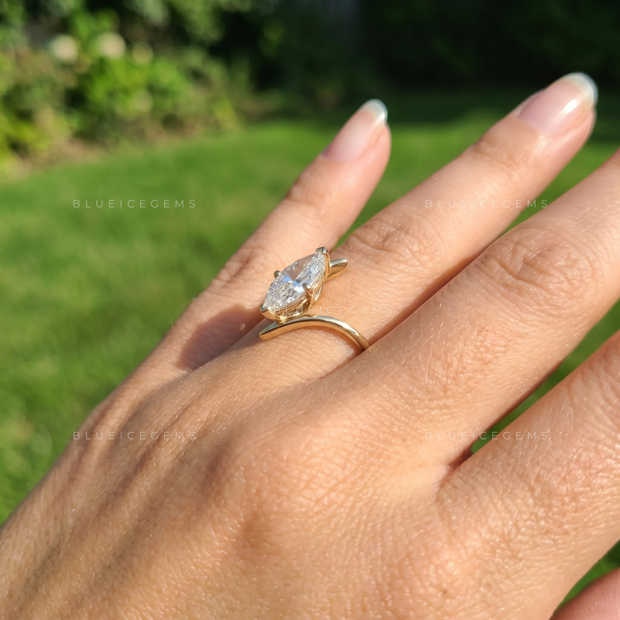 Product Title Infinite Allure Marquise Cut Six-Prong Curved Bypass Solitaire Ring