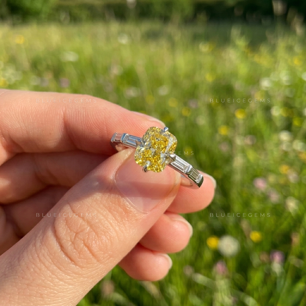 Sunshine Elegance Elongated Cushion Cut Compass Prong Promise Ring
