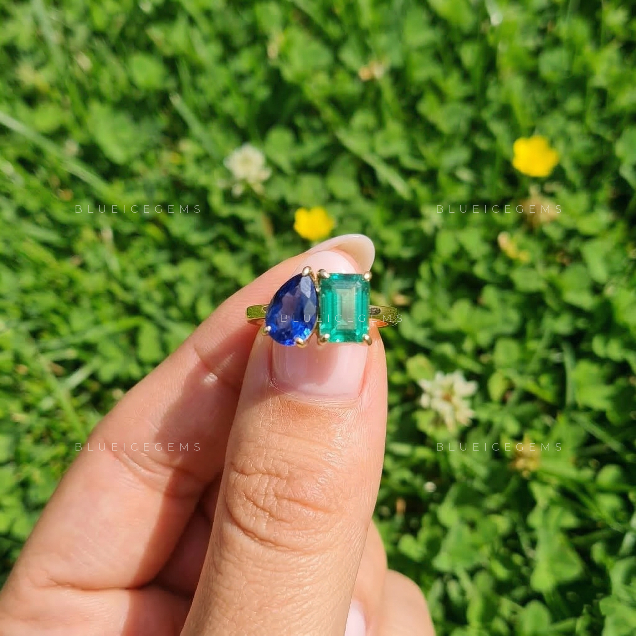Verdant Azure Toi Et Moi Statement Ring