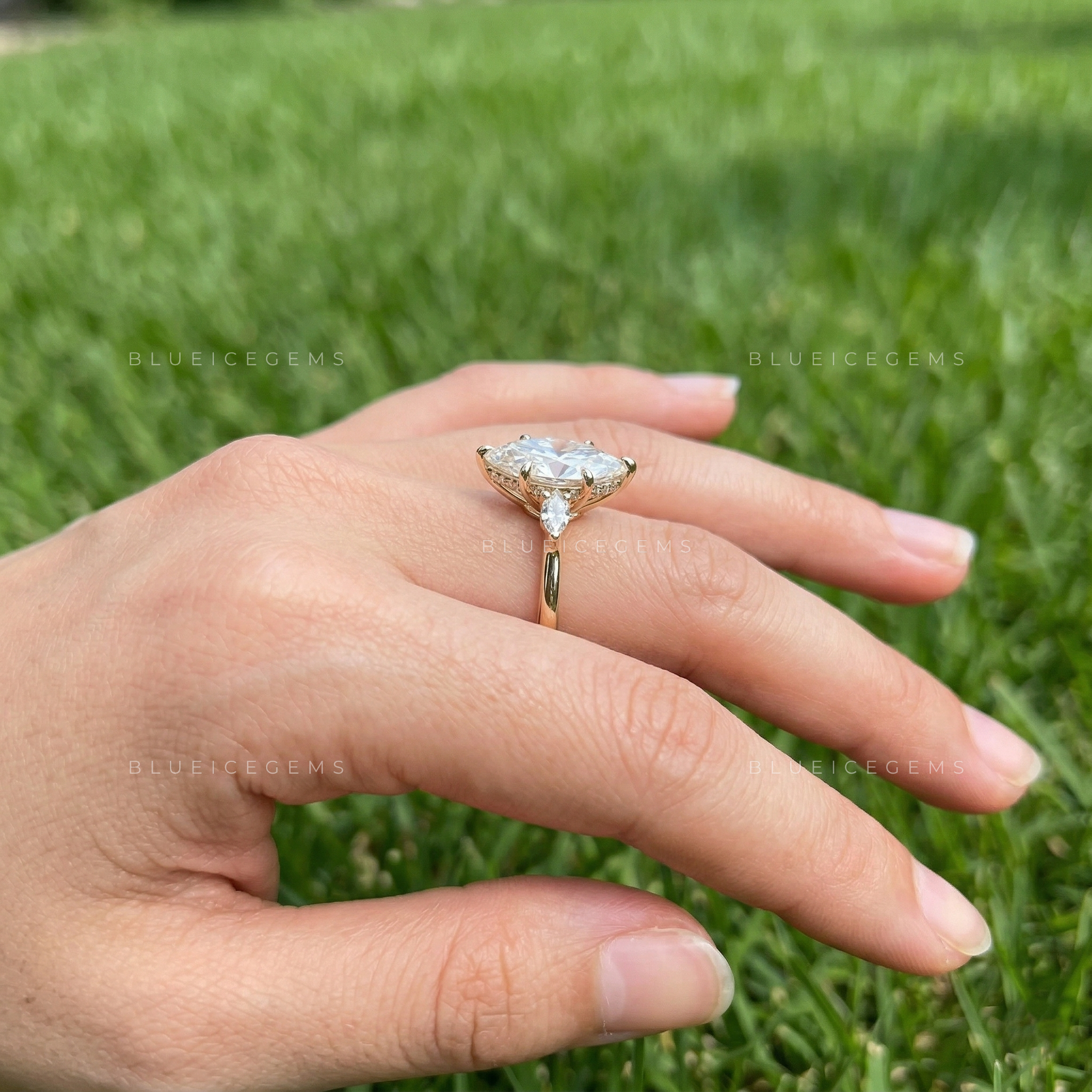 Romantic Radiance Marquise and Pear Cut Trilogy Engagement Ring