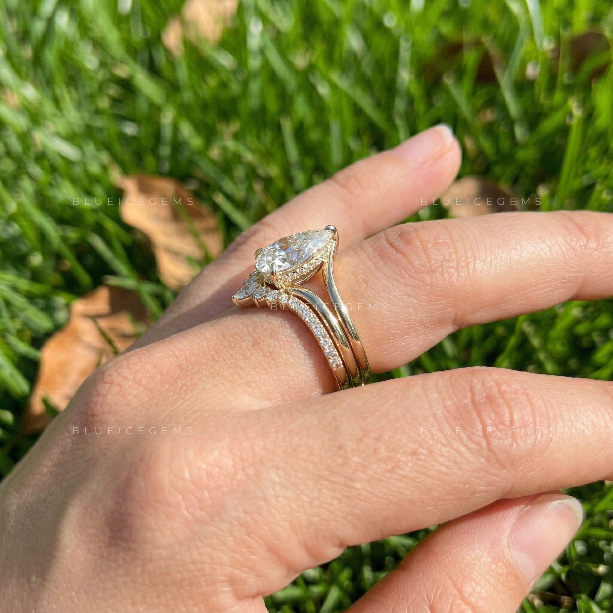 Celestial Pear Cut Engagement Set: The Ultimate Tiara Stacker