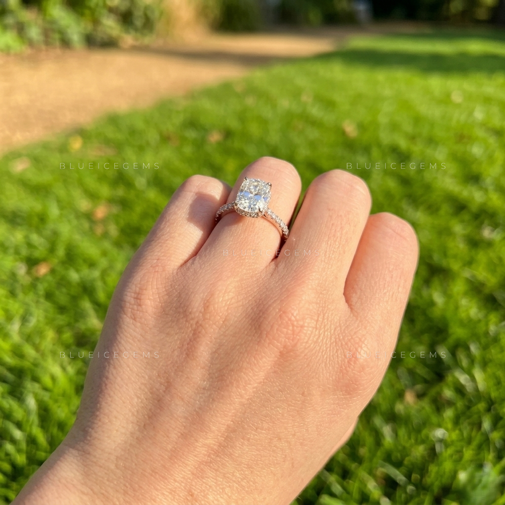 Regal Cushion Brilliant Cut Hidden Halo Artisan Engagement Ring