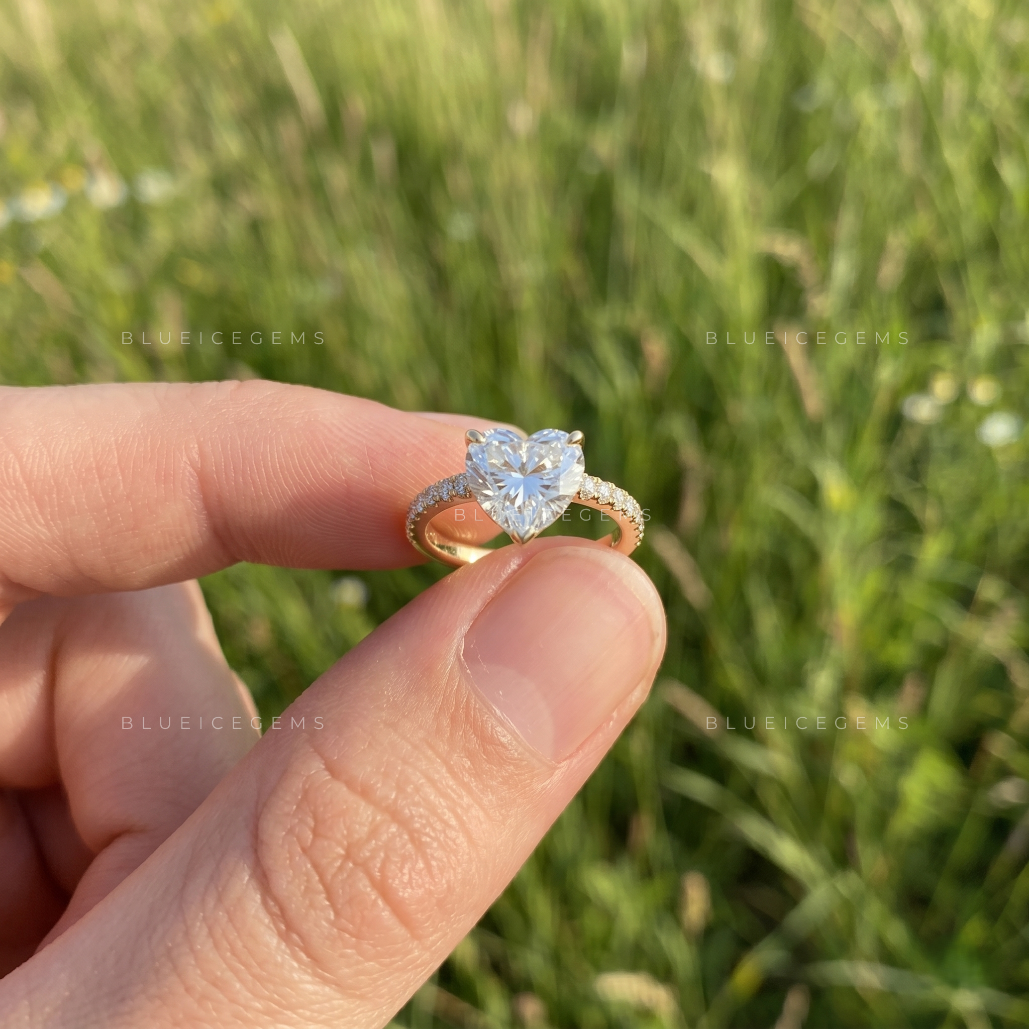 Devotion Elixir Heart Cut Pave Set Accent Engagement Ring