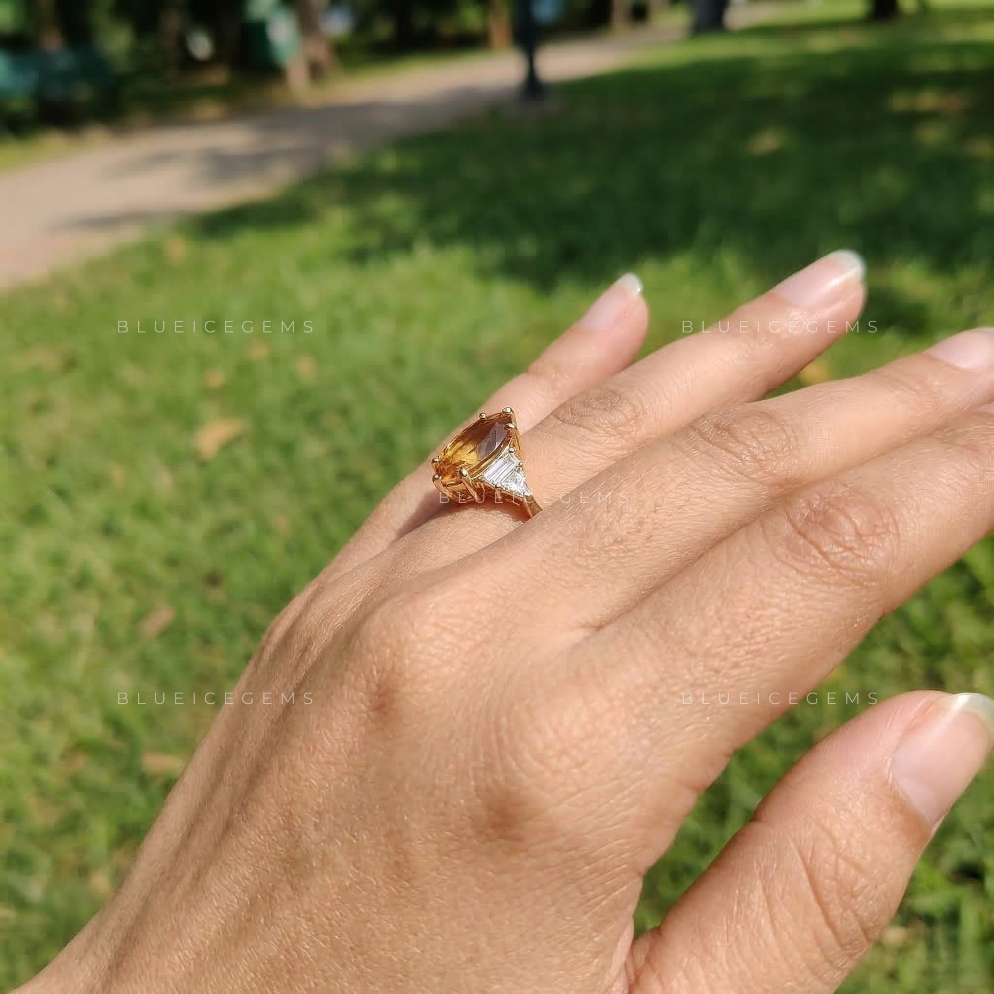 Antique Champagne Moval Rose Cut Five-Stone Ring