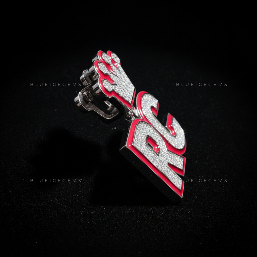 The "RC" Royal Crimson: Vibrant Red Enamel & Crown-Topped Initial Pendant