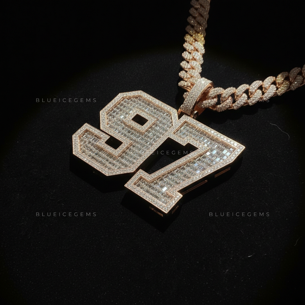 The "97" Legacy: Baguette-Fusion Collegiate Block & Rose Gold Cuban Set