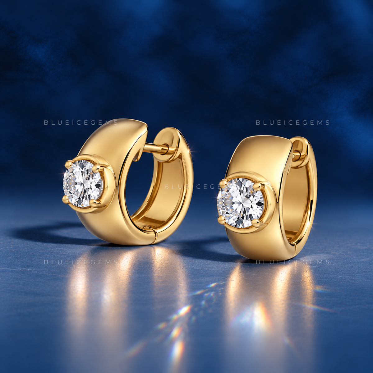 Modern Wide Band Diamond Hoop Earrings