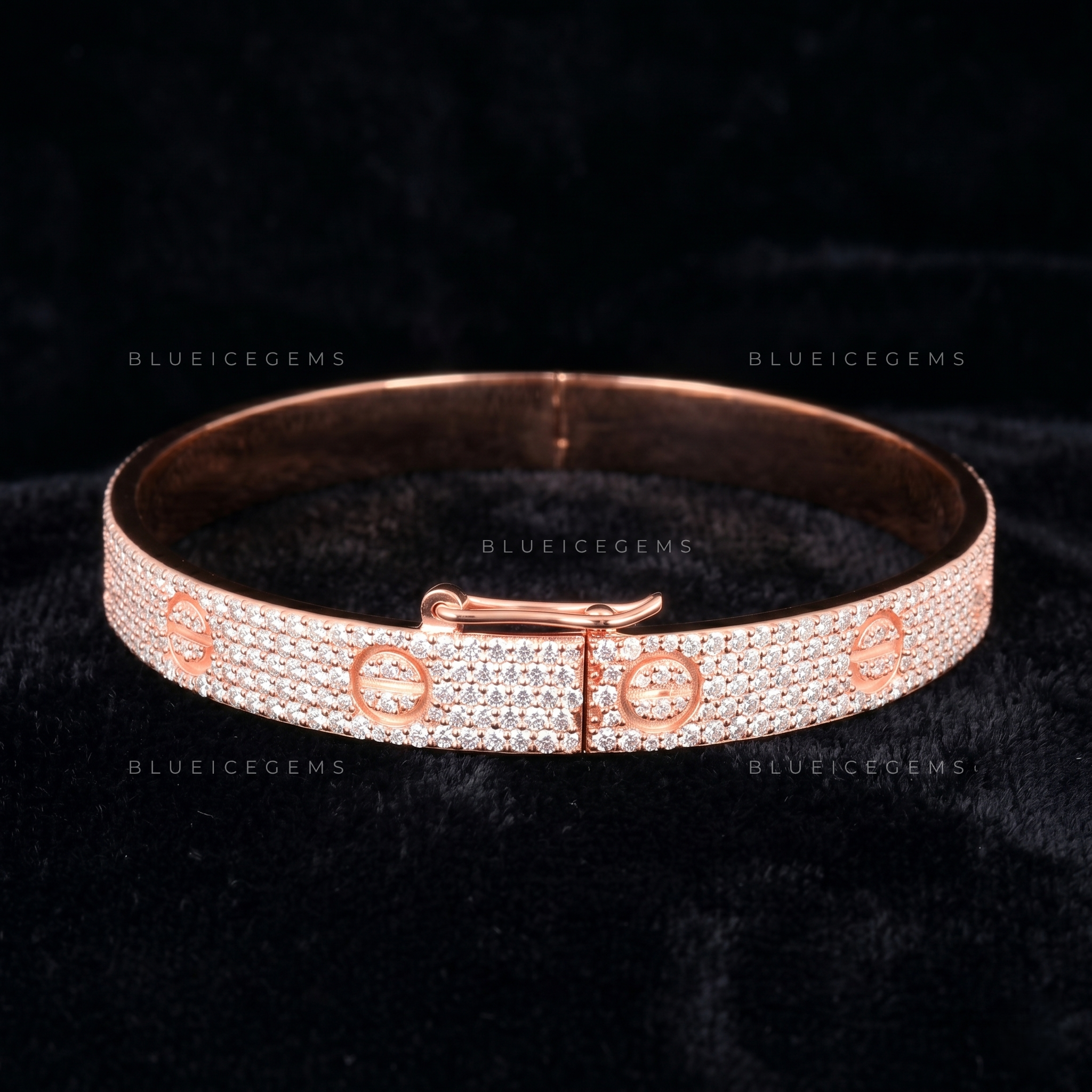 Industrial Elegance Fully Iced Screw-Motif Luxury Statement