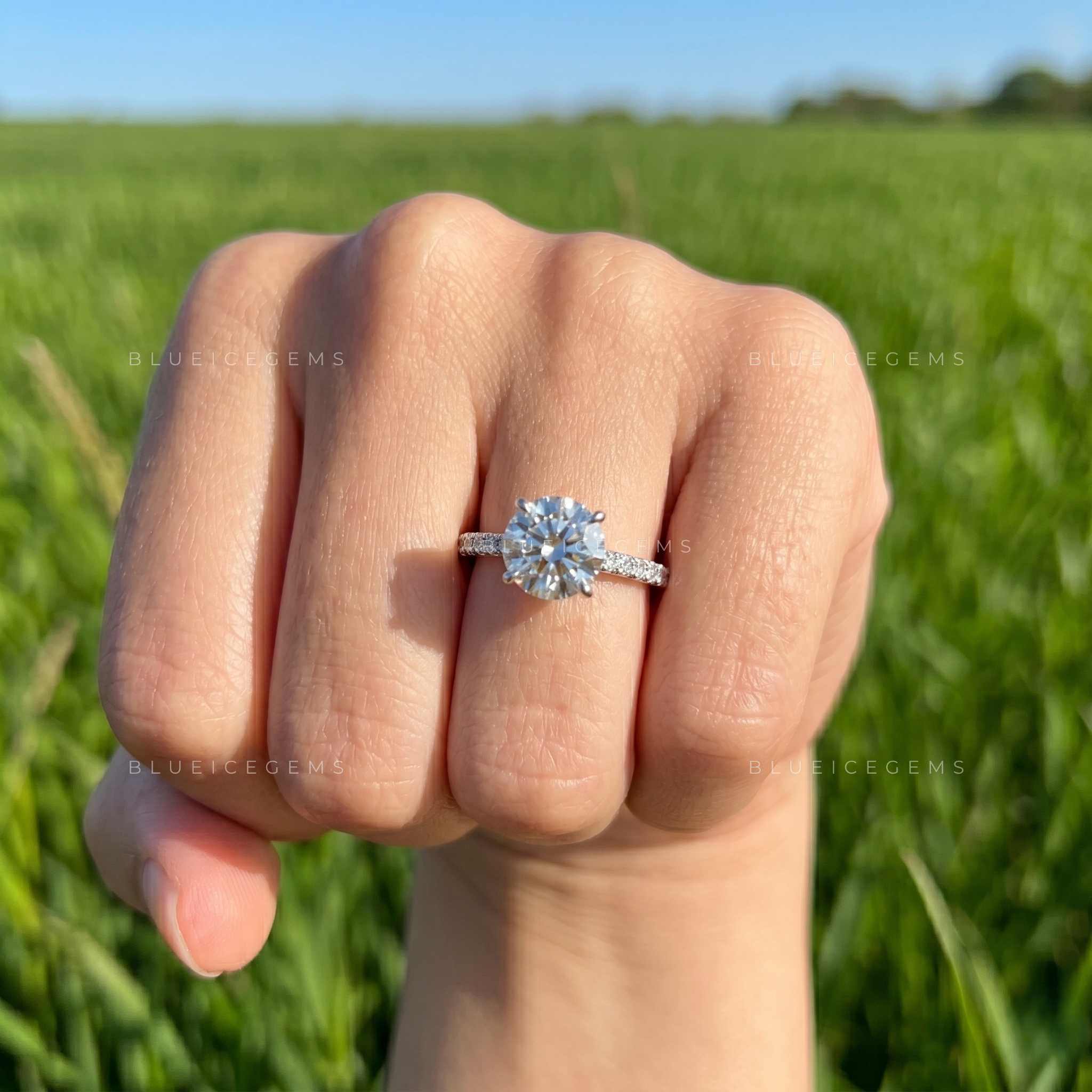 Celestial Radiance Round Cut Double Halo Statement Proposal Ring