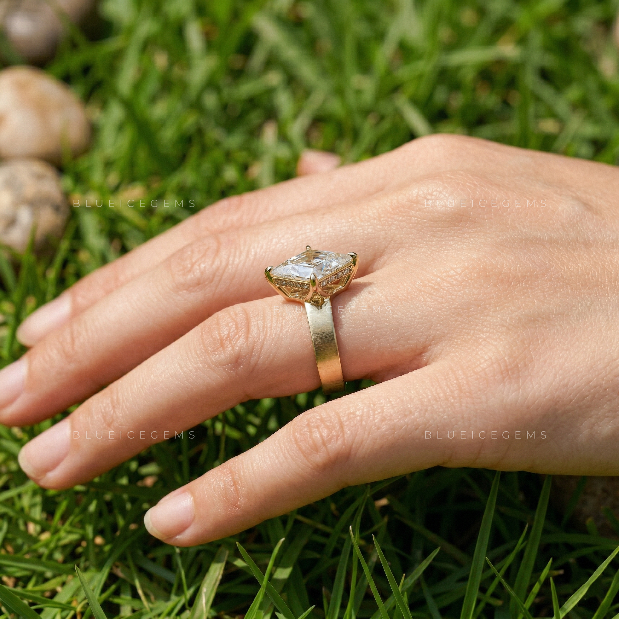 Modern Avant-Garde Lozenge Cut Solitaire Engagement Ring